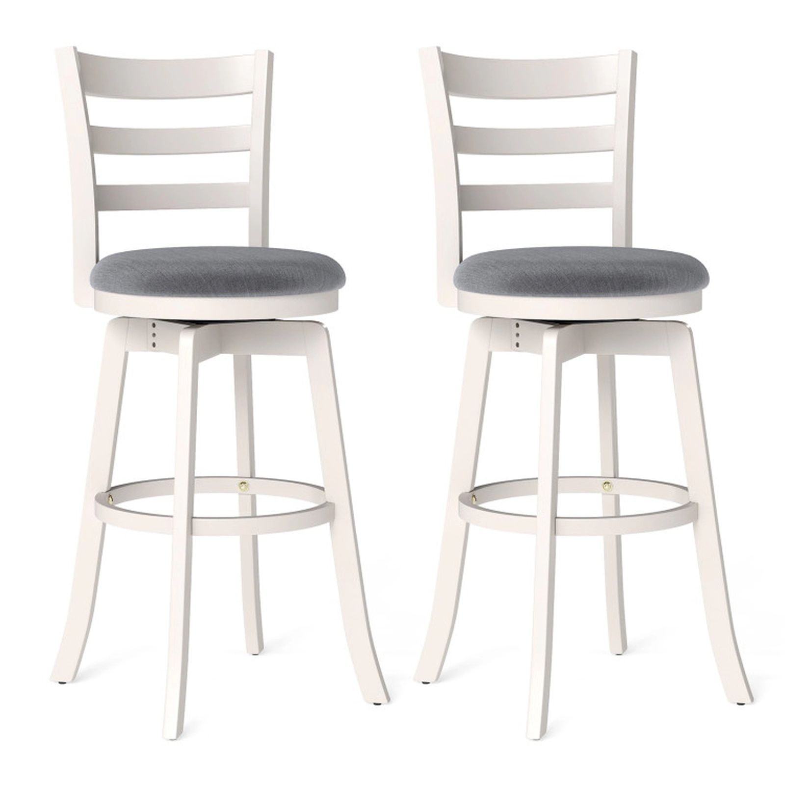 SUGIFT Set of 2 30.5-Inch Swivel Bar Stools, Upholstered Curved Backrest, Footrest