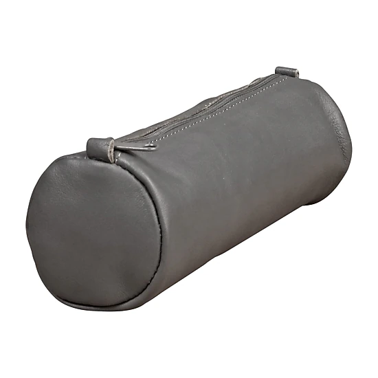 Clairefontaine Lambskin Leather Round Pencil Case, Grey, 8.5 x 2.5 in ...