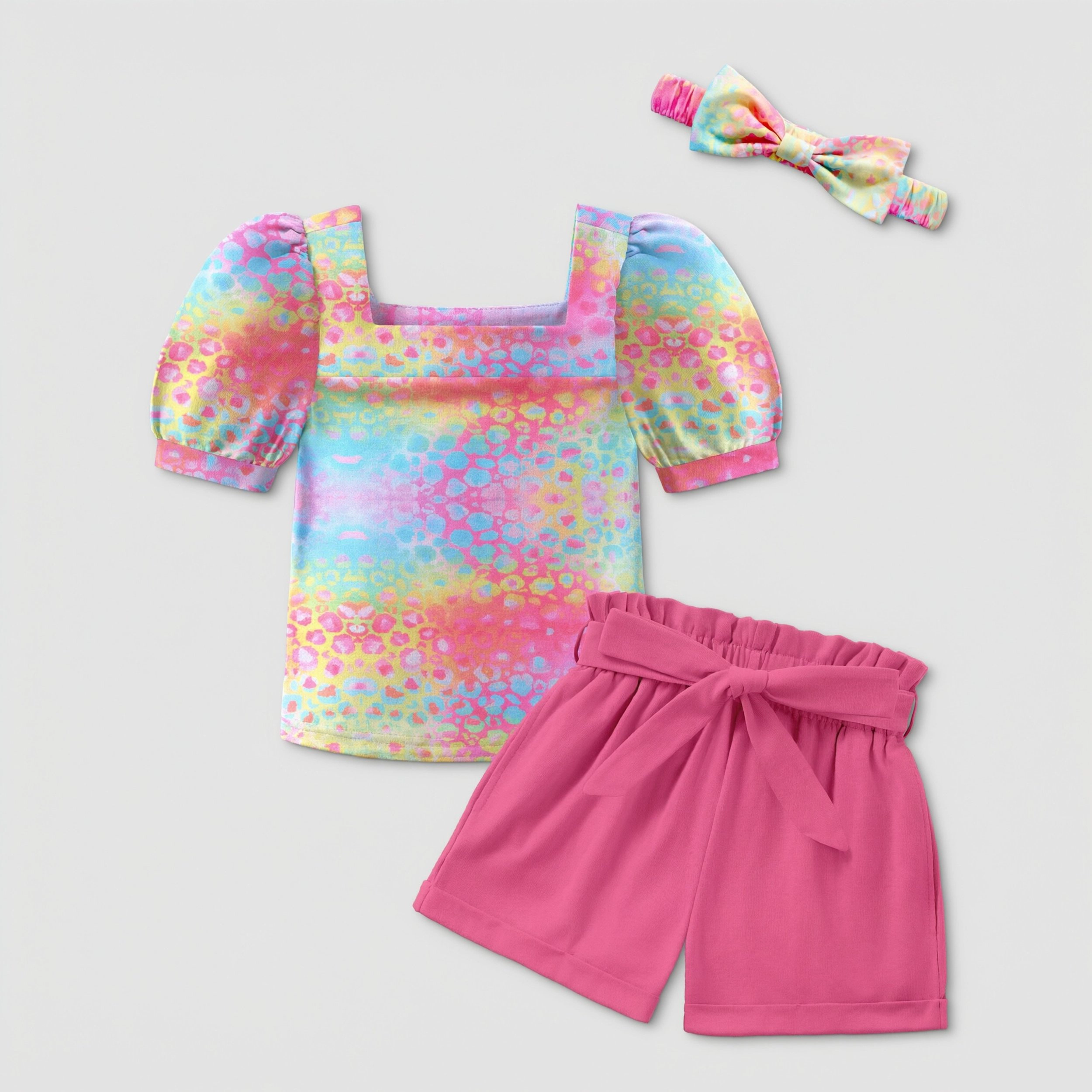 Arshiner Toddler Girls Piece Outfit Set Puff Sleeve Square Neck Top With Shorts And Matching