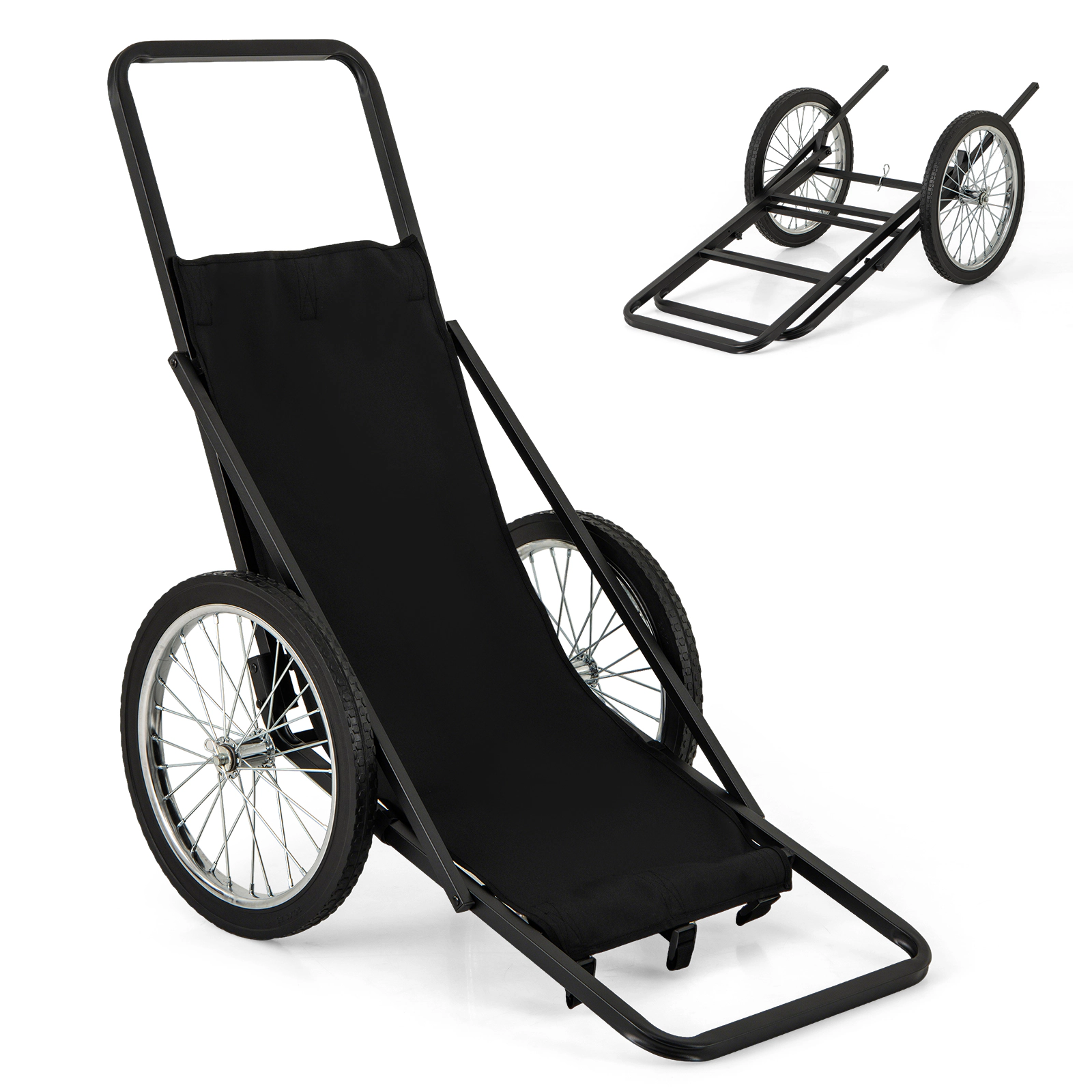 SUGIFT Folding Deer Game Cart with Polyester Liner 550-lb Capacity Black
