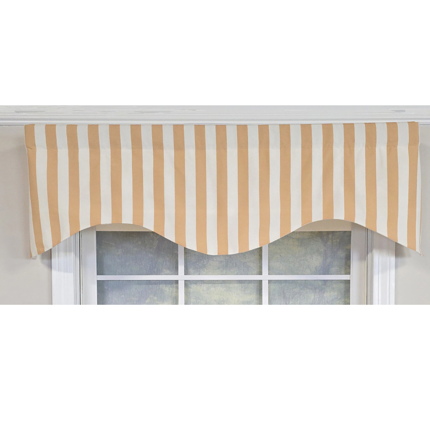 RLF Home Playa Stripe Cornice Traditional Valance Tan 100% Cotton Lined 50" x 17"  Tan