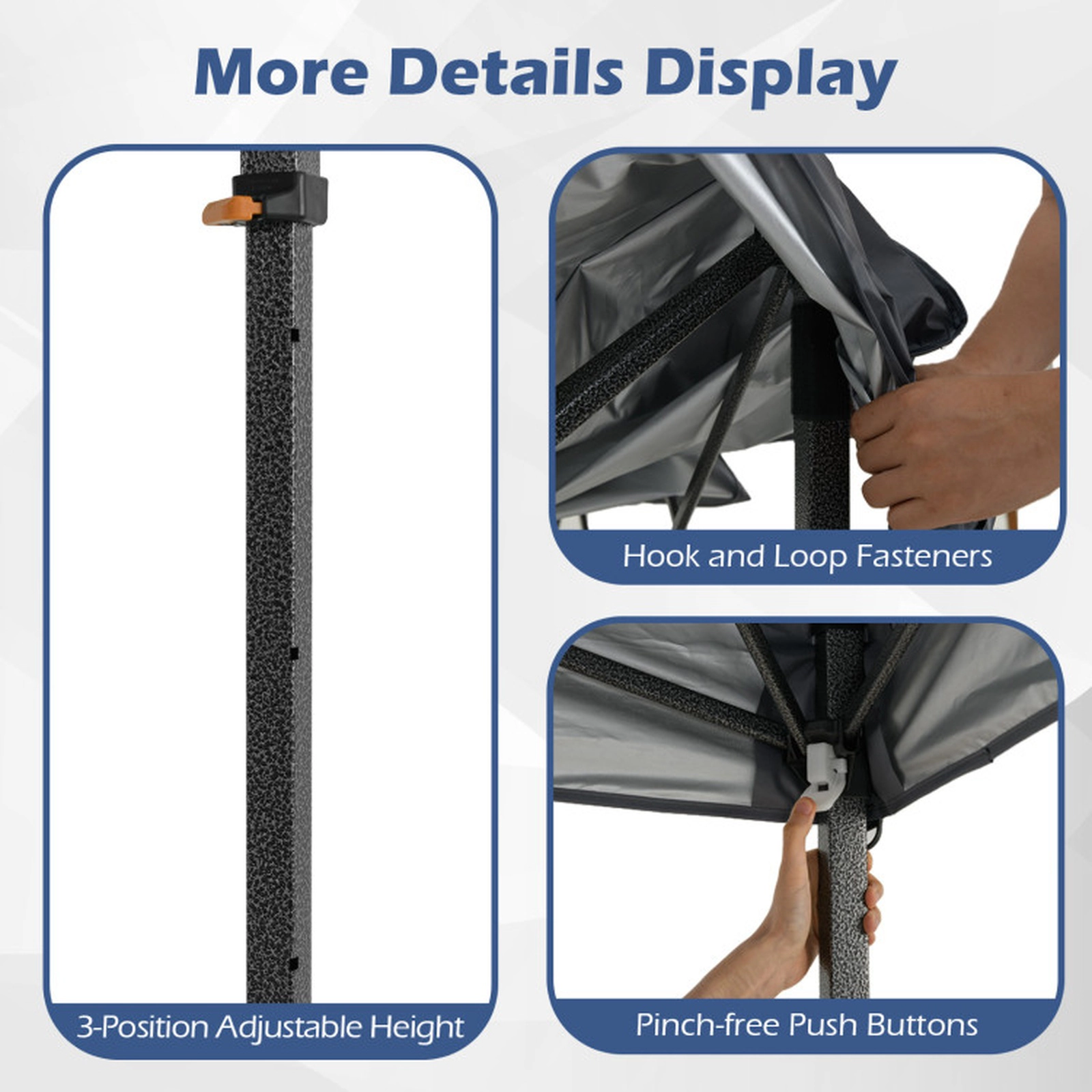 SUGIFT Gray Lightweight Pop Up Canopy Tent with Carrying Bag and 8 Metal Ground Stakes 10-ft W 10-ft D 8.3-ft H
