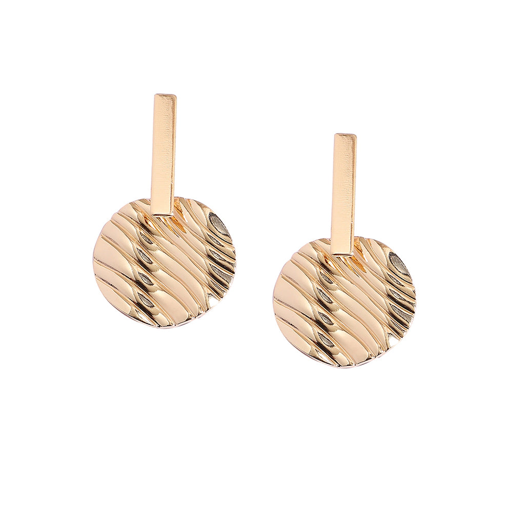 SOHI Women's California Gold Metallic Textured Drop Earrings