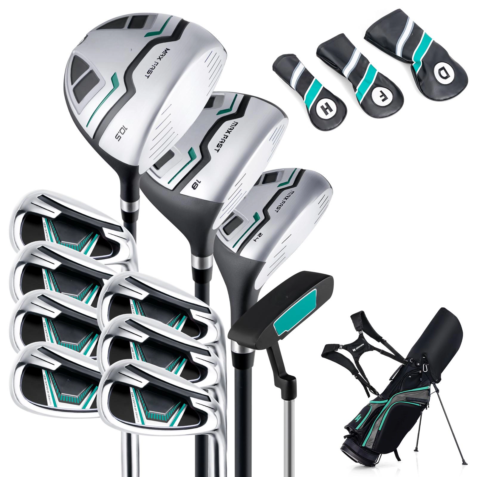 SUGIFT Green 460cc Driver and Stand Bag 11-Piece Complete Golf Club Package Set