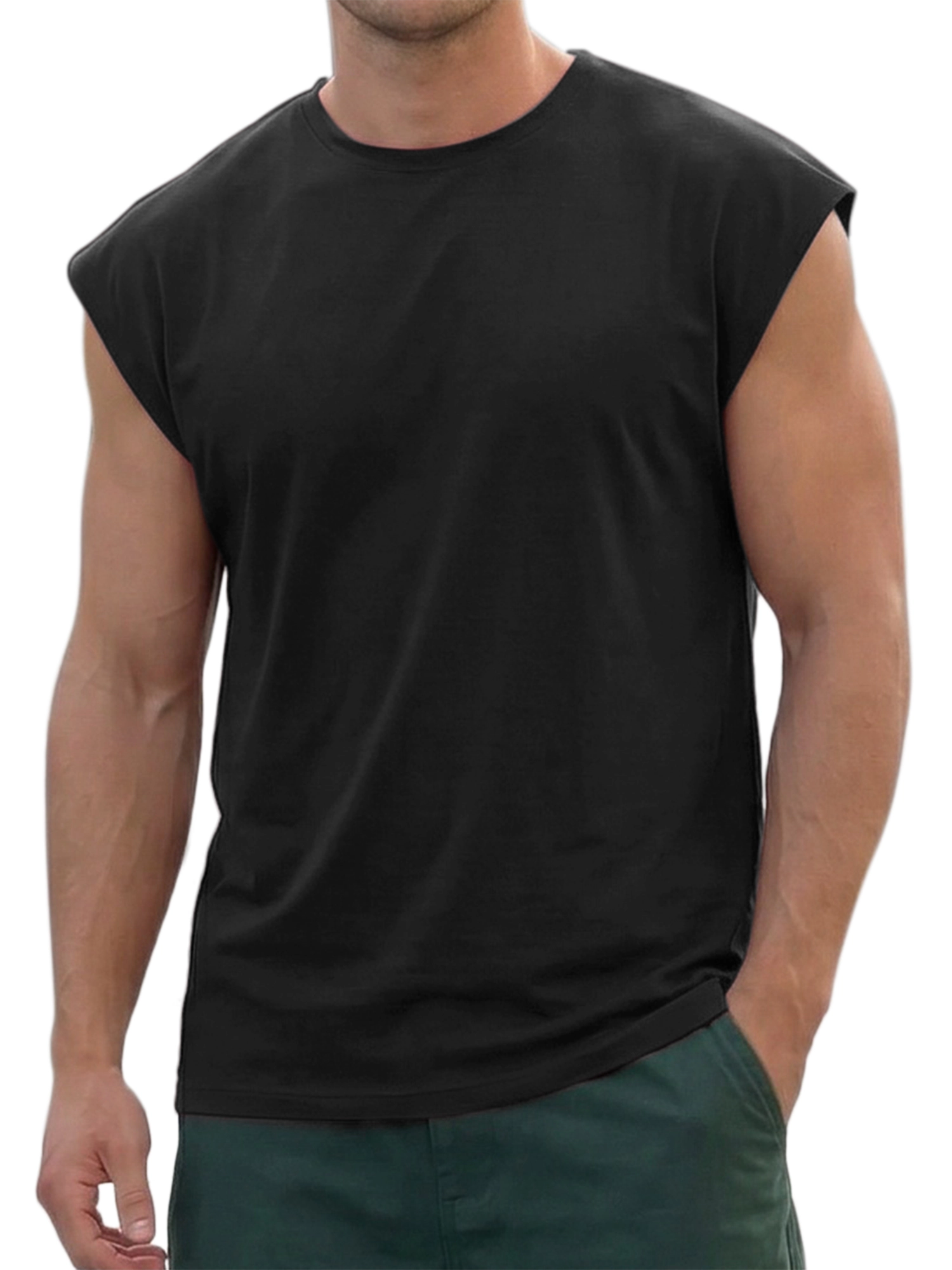 INSPIRE CHIC Men's Workout Loose Fit Summer Sleeveless Tank T-Shirt Top