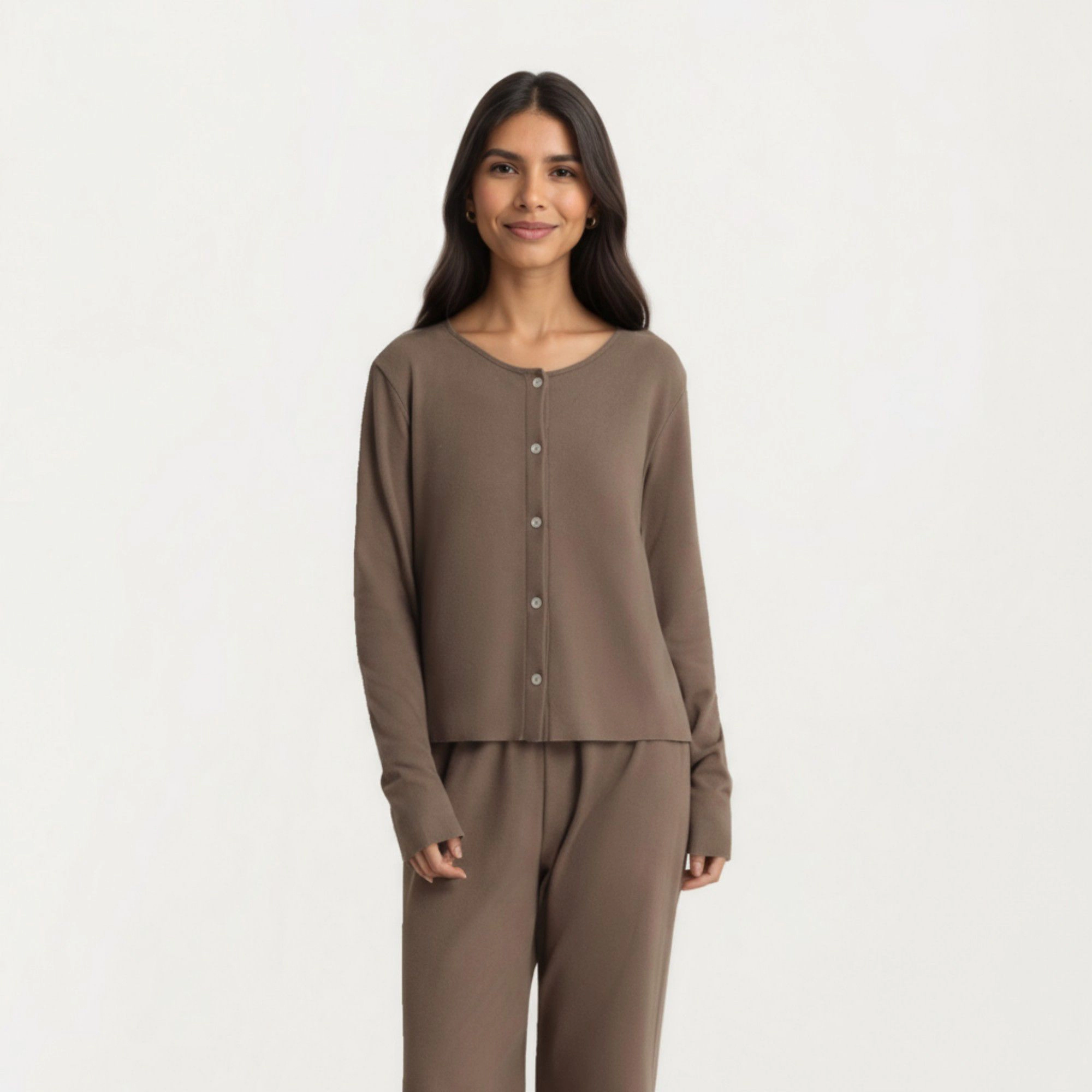 Anna-Kaci Women's 3-Piece Pajama Set with Ribbed Tank Top Long Sleeve Button Cardigan and Relaxed Fit Pants