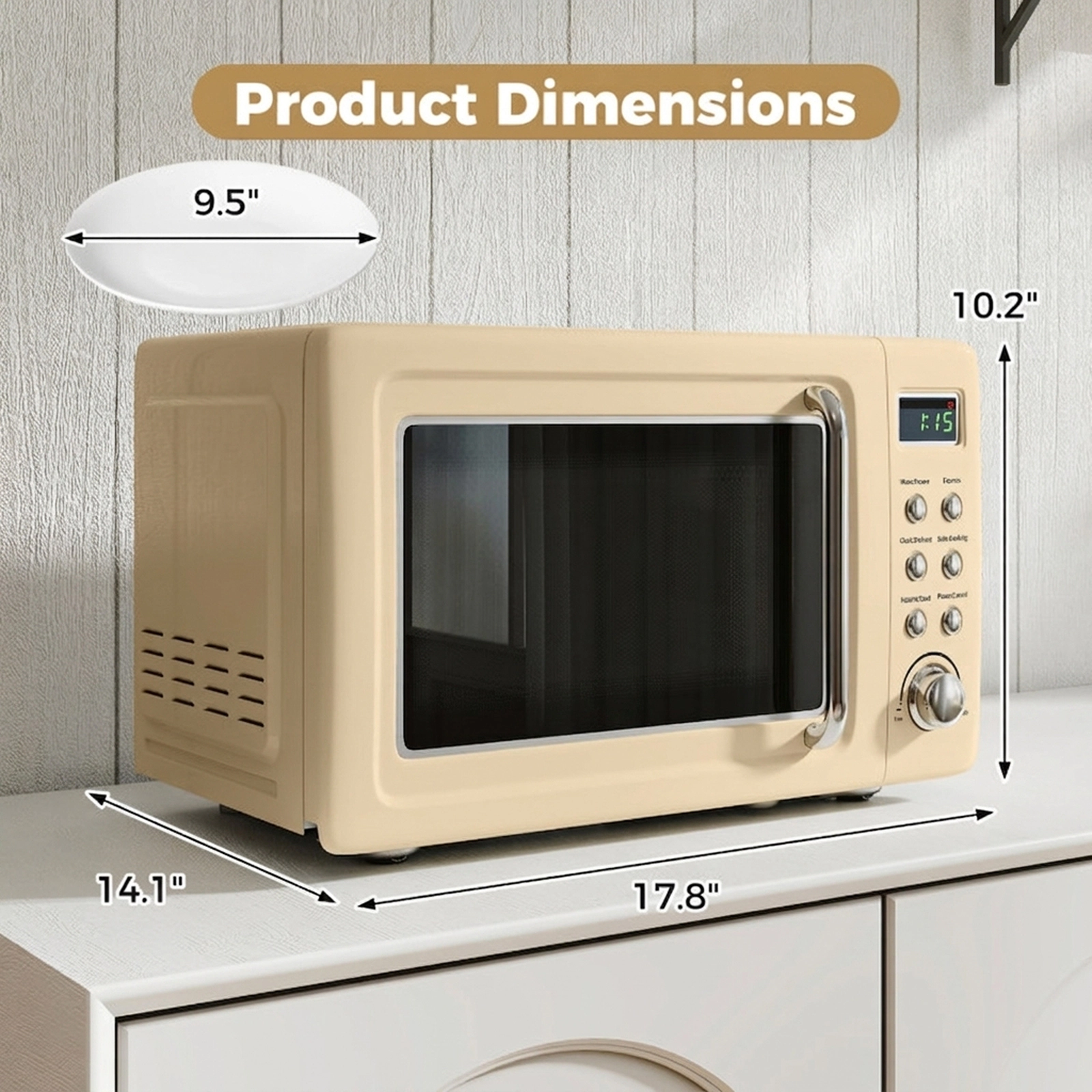 SUGIFT 0.7-cu ft 700W Retro Countertop Microwave Oven with 8 Auto Menus 5 Power Levels and Child Lock