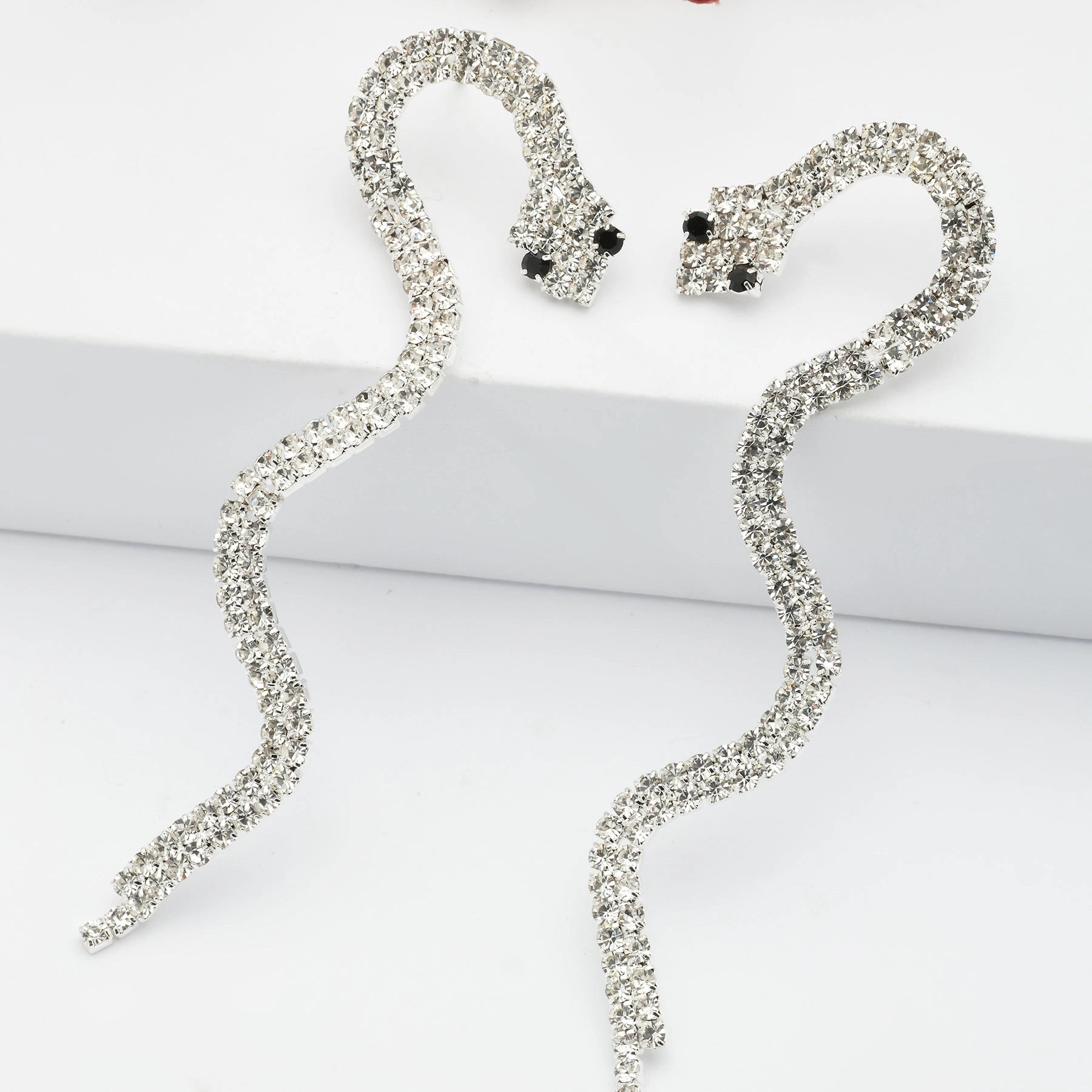 AGP PARIS Womens Slithering Serpent Long Drop Earrings