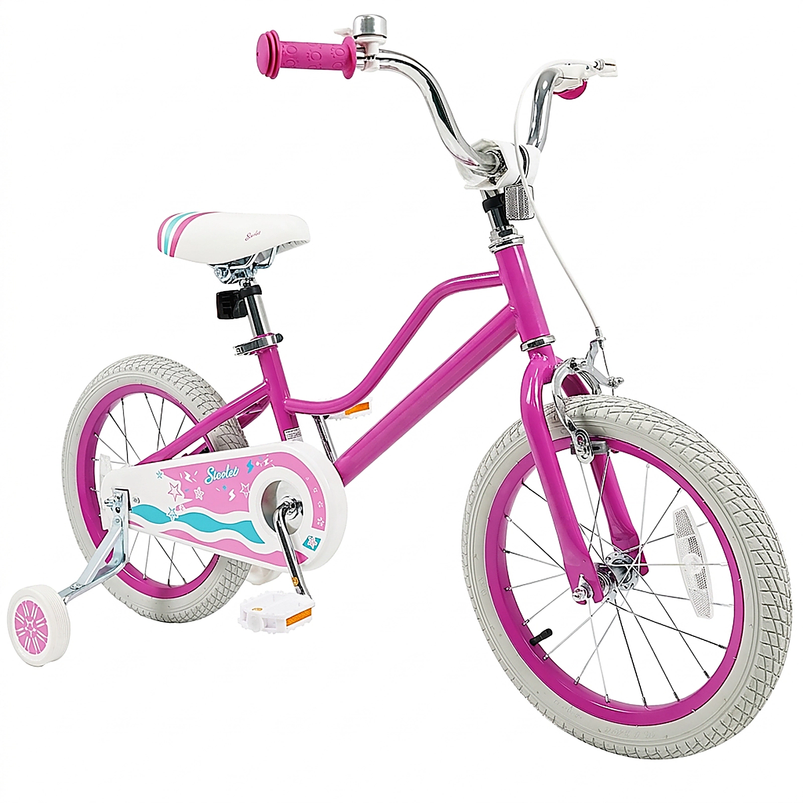 SUGIFT Adjustable Kids Bicycle with Hand and Coaster Brakes 110-lb Seat Capacity Ages 4-7 Pink