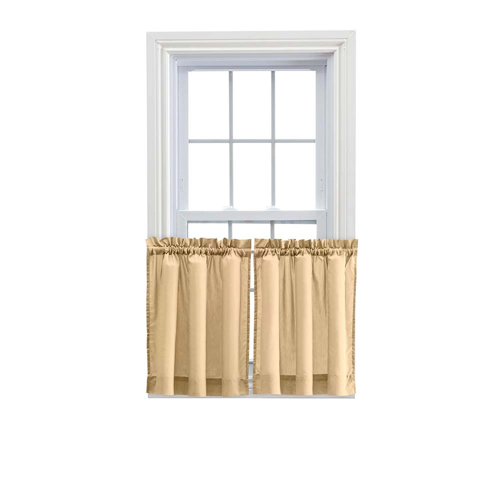 Ellis Stacey Solid Color Window 1.5 Rod Pocket High Quality Fabric Tailo Tier Pair