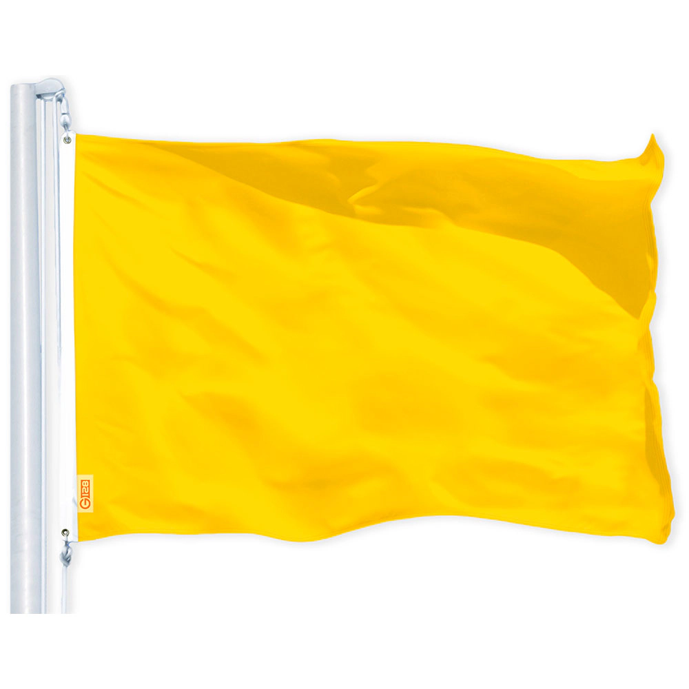 G128 Golden Yellow Solid Flag - 3x5 feet, 150D Polyester, Dye-Sublimated, Brass Grommets
