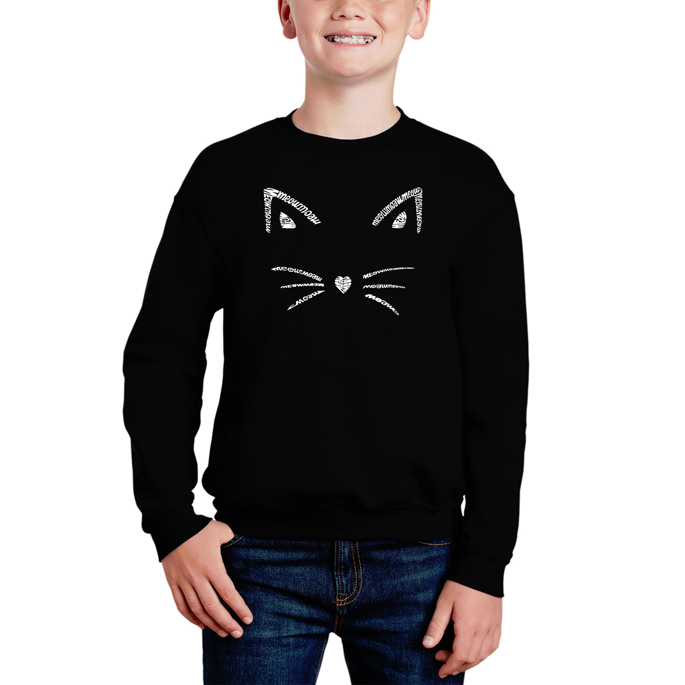 LA Pop Art Boy's Word Sweatshirt - Whiskers