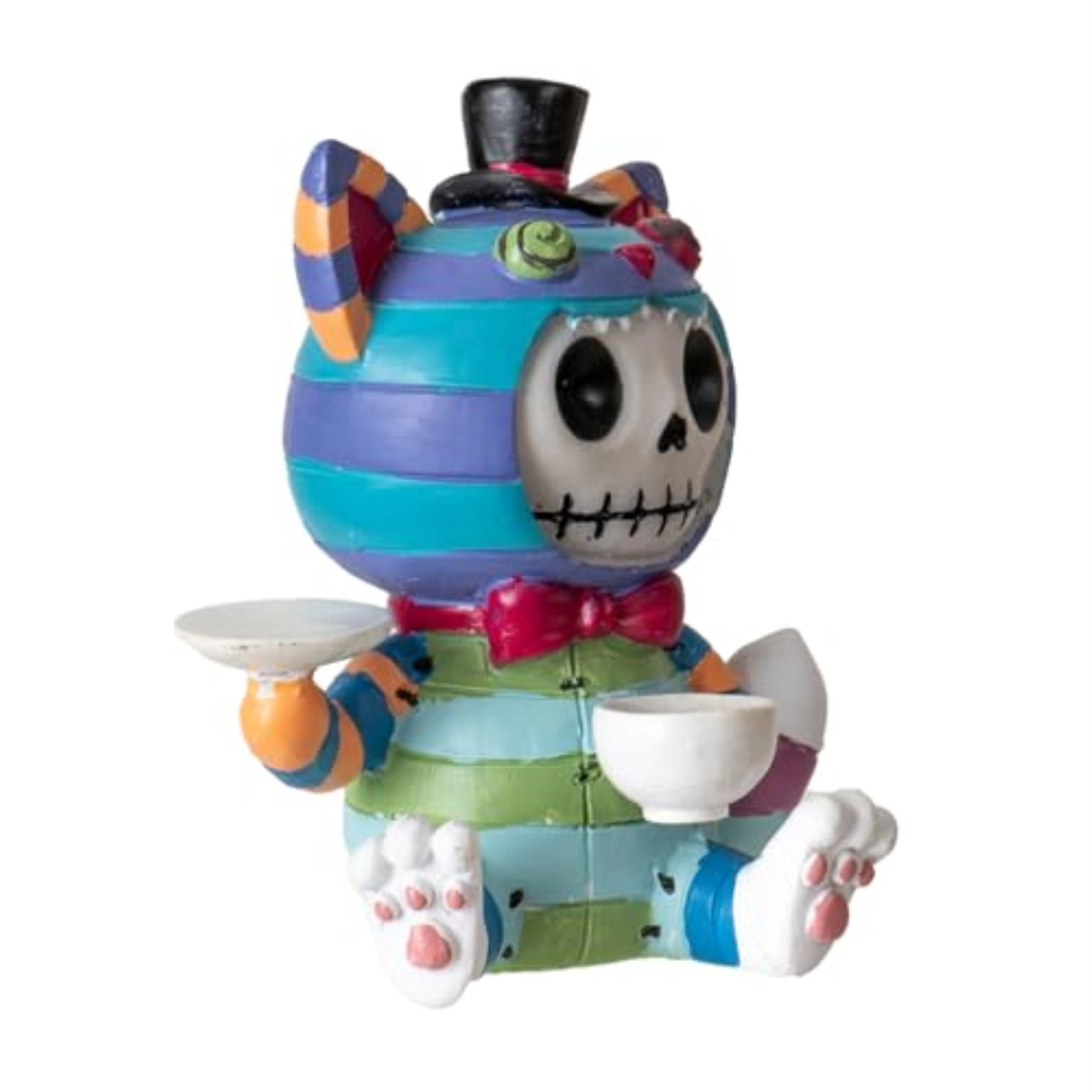 Pacific Giftware Cheshire Cat Furrybones Collectible Figurine Signature Skeleton Figurine in Colorful Cat Costume 3 Tall