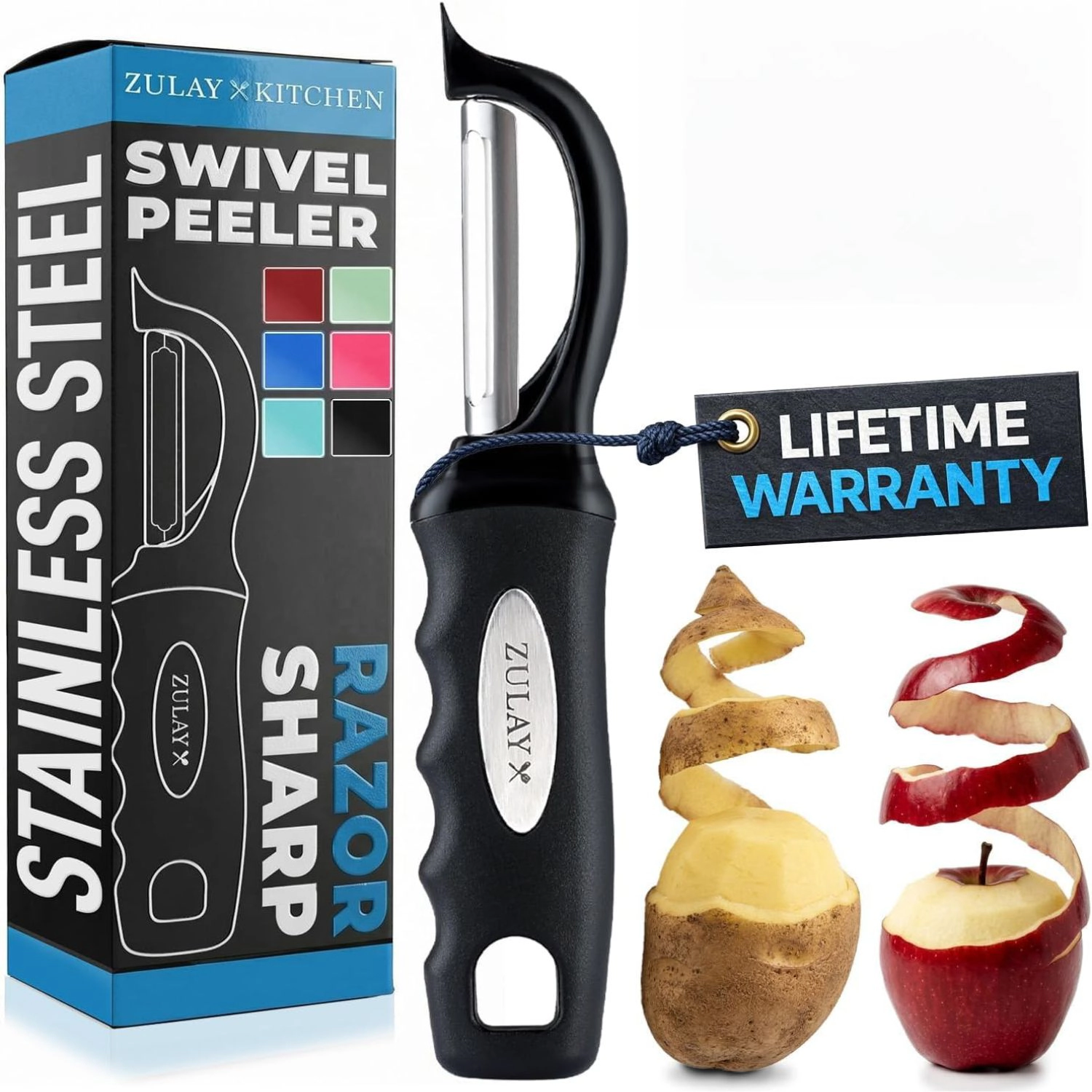 Zulay Kitchen Premium Vegetable Swivel Peeler with Razor Sharp Stainless Steel Blades & Strong Ergonomic Handle