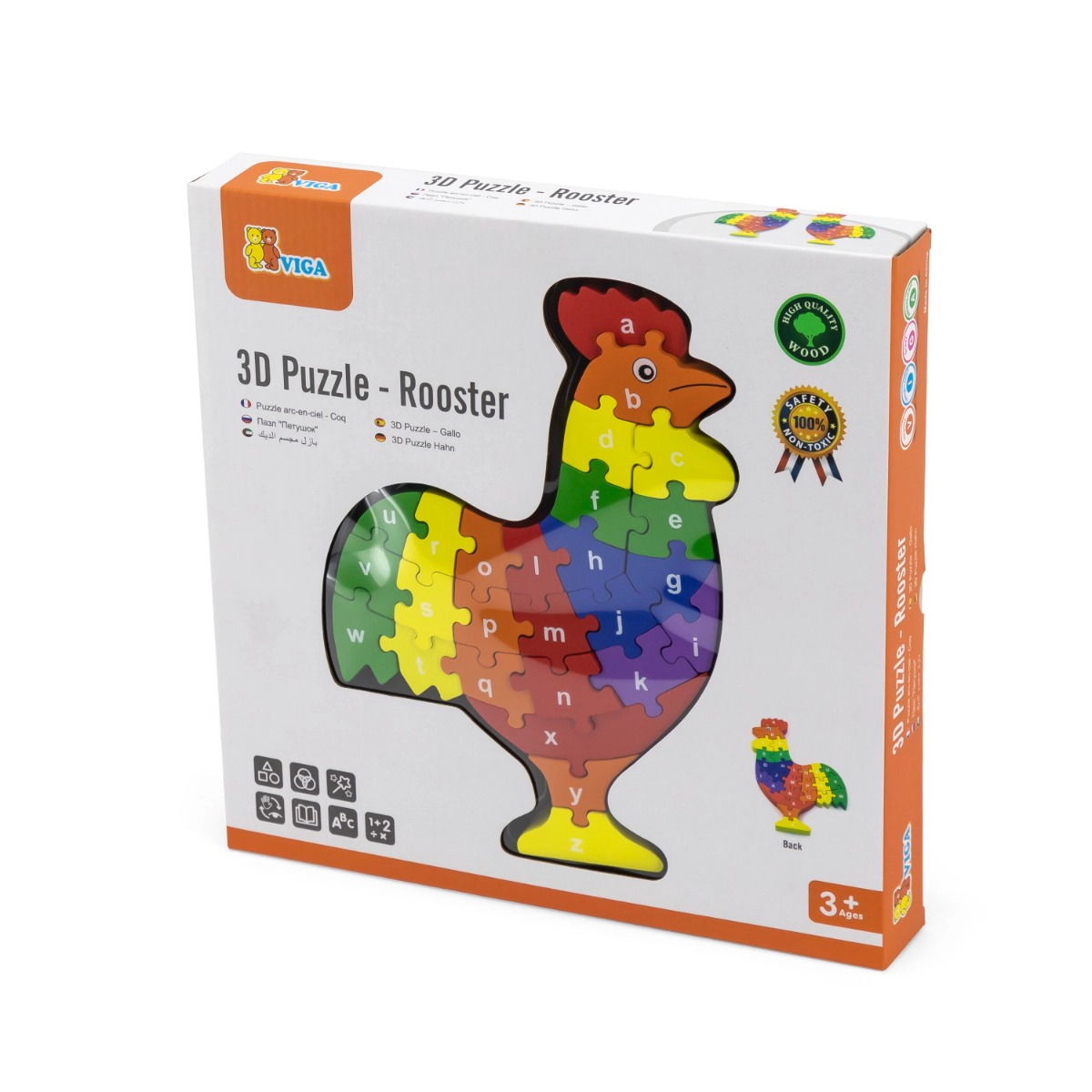 Playlearn Unisex 3D Alphabet and Numbers Wooden Puzzle Set