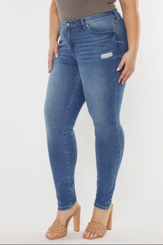 Kancan Women's Plus High Rise Super Skinny Jeans Storm