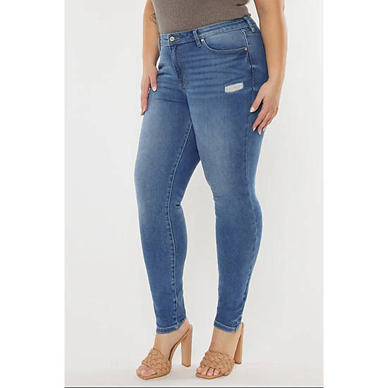 Kancan Women's Plus Size High Rise Super Skinny Jeans Storm