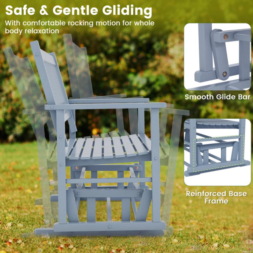 Hivvago 2 Seats Outdoor Glider Bench With Armrests And Slatted Seat