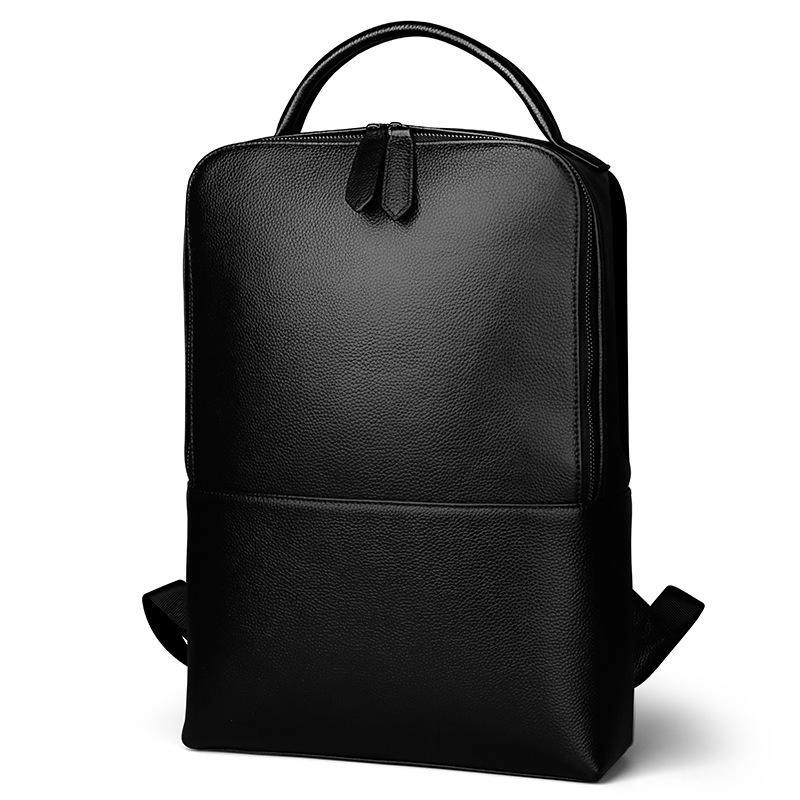 Steel Horse Leather Unisex Skald Black Pebbled Leather Backpack | Slim Black Leather Backpack