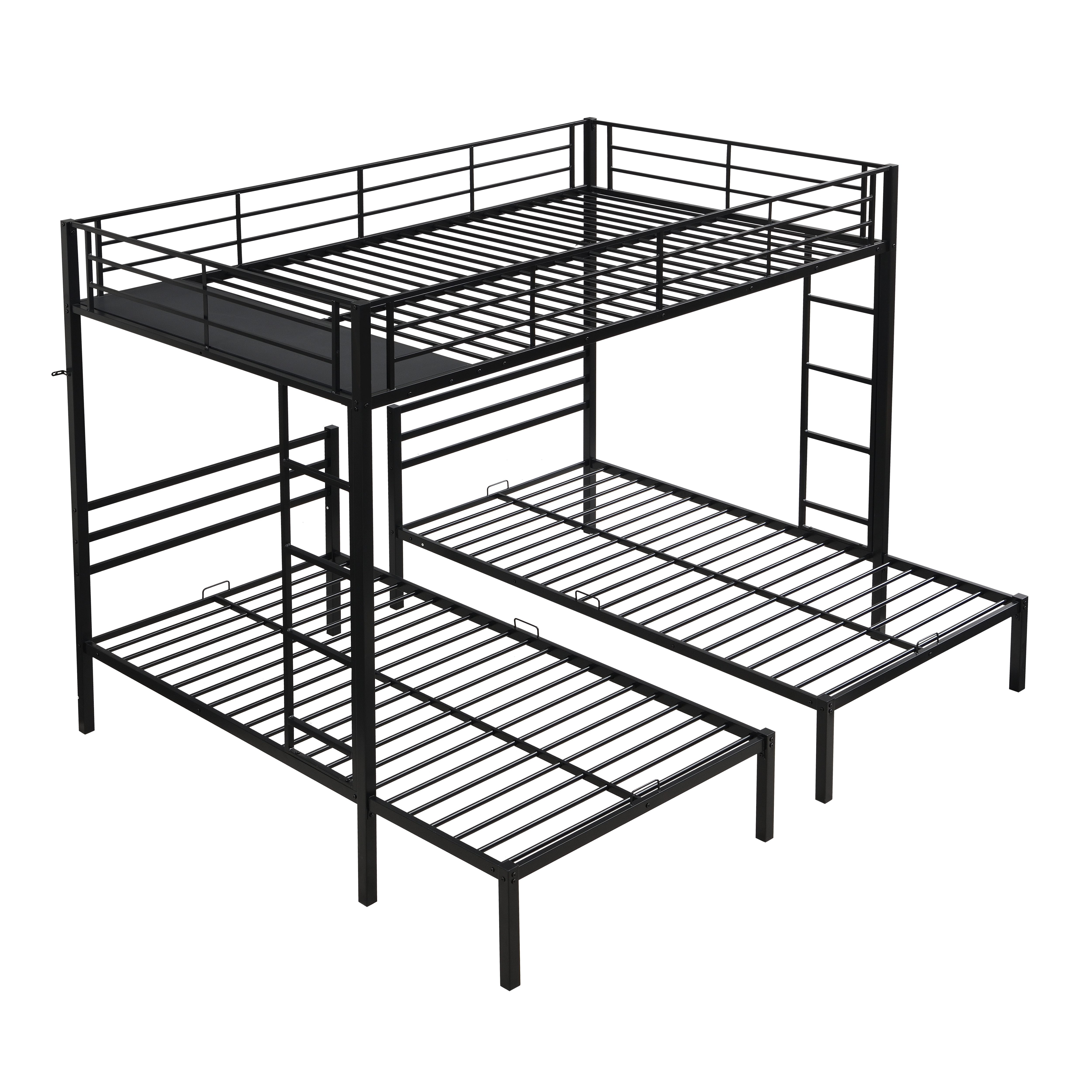 Flynama Full over Twin over Twin Triple Bunk Bed with Vertical Ladder & Safety Rails