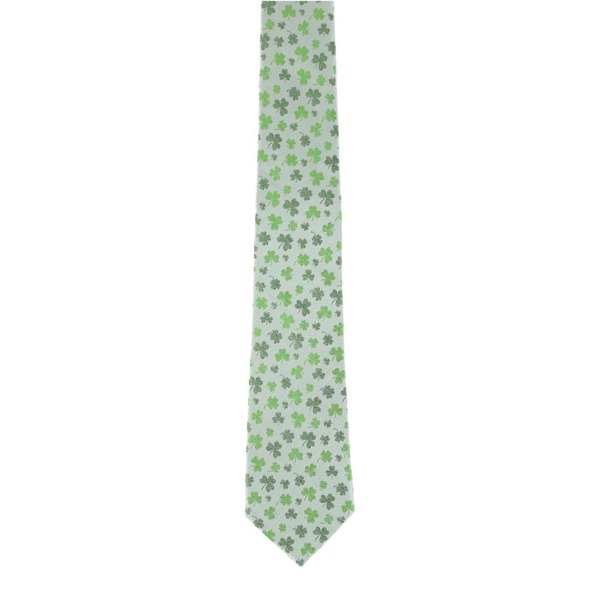 Trafalgar White Shamrock Novelty Silk Necktie