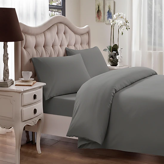 Brielle Home 300 Thread Count Modal Sateen Duvet Cover Set with Sham Twin 68 x 86 Grey