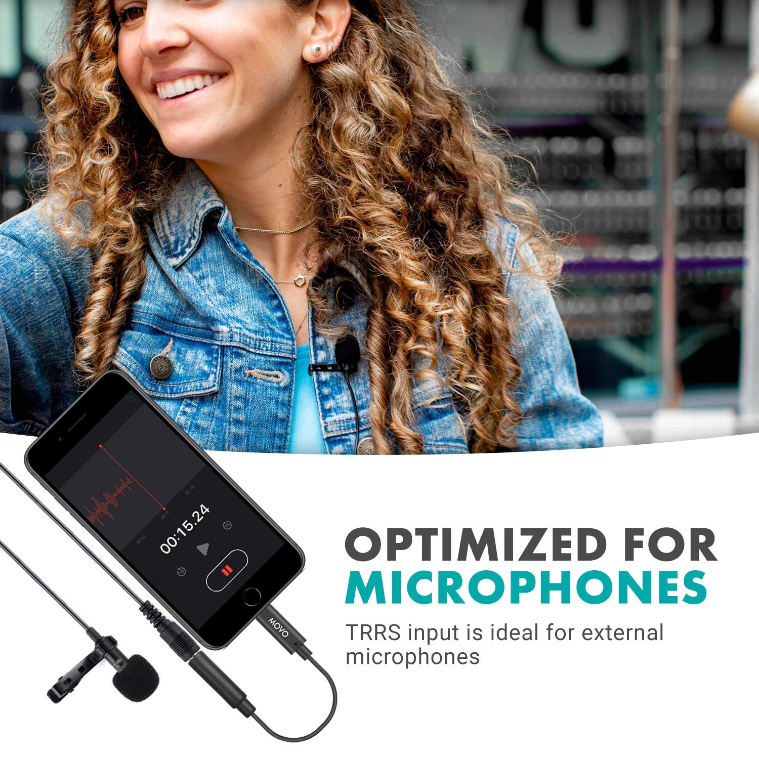 Movo IMA-1 Female 3.5mm TRRS Microphone Adapter Cable to Lightning Connector Dongle Compatible with Apple iPhone, iPad