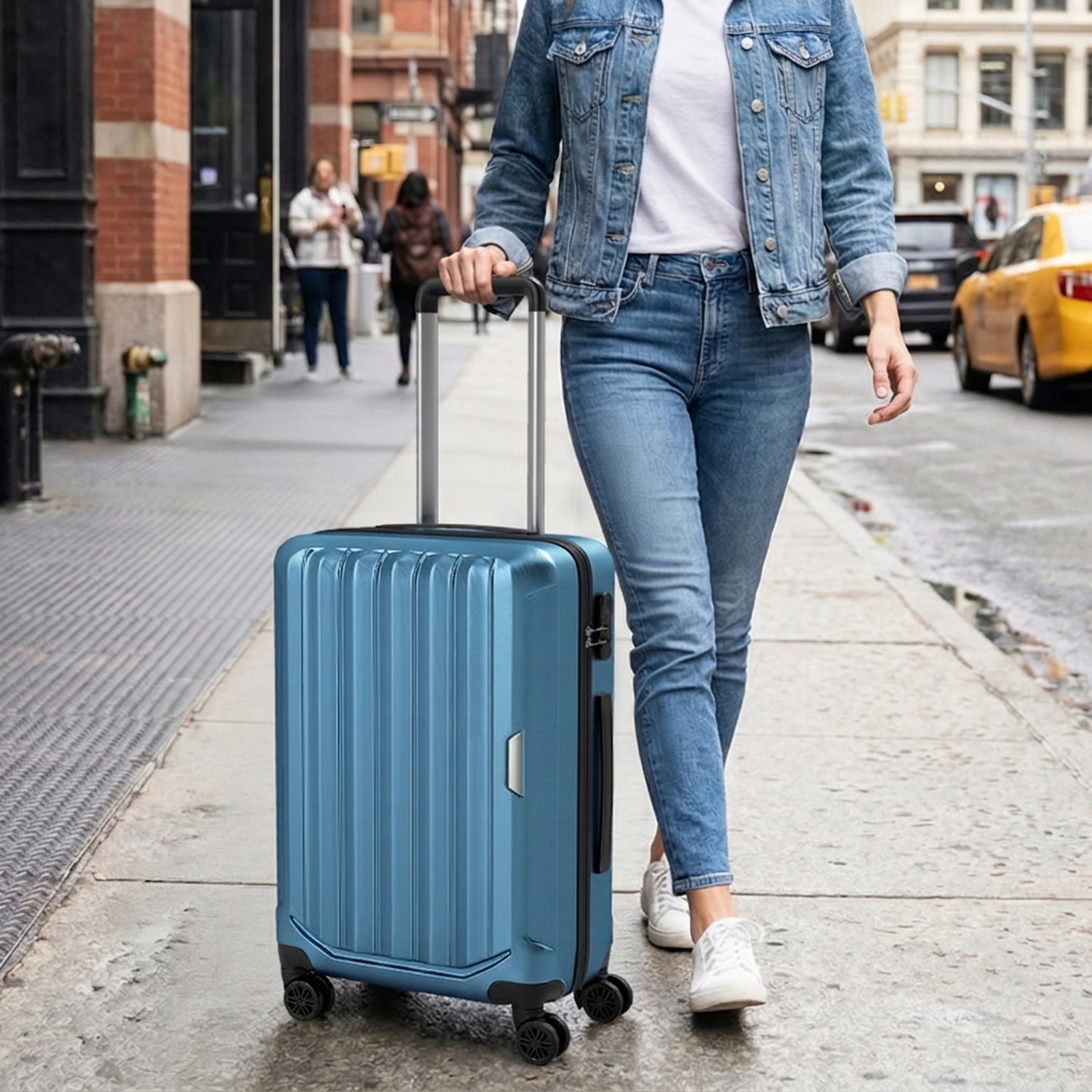 SUGIFT Blue 3-Digit Lock 3-Piece Hardside Luggage Set 20-in 24-in 28-in Lightweight ABS Spinner Suitcases