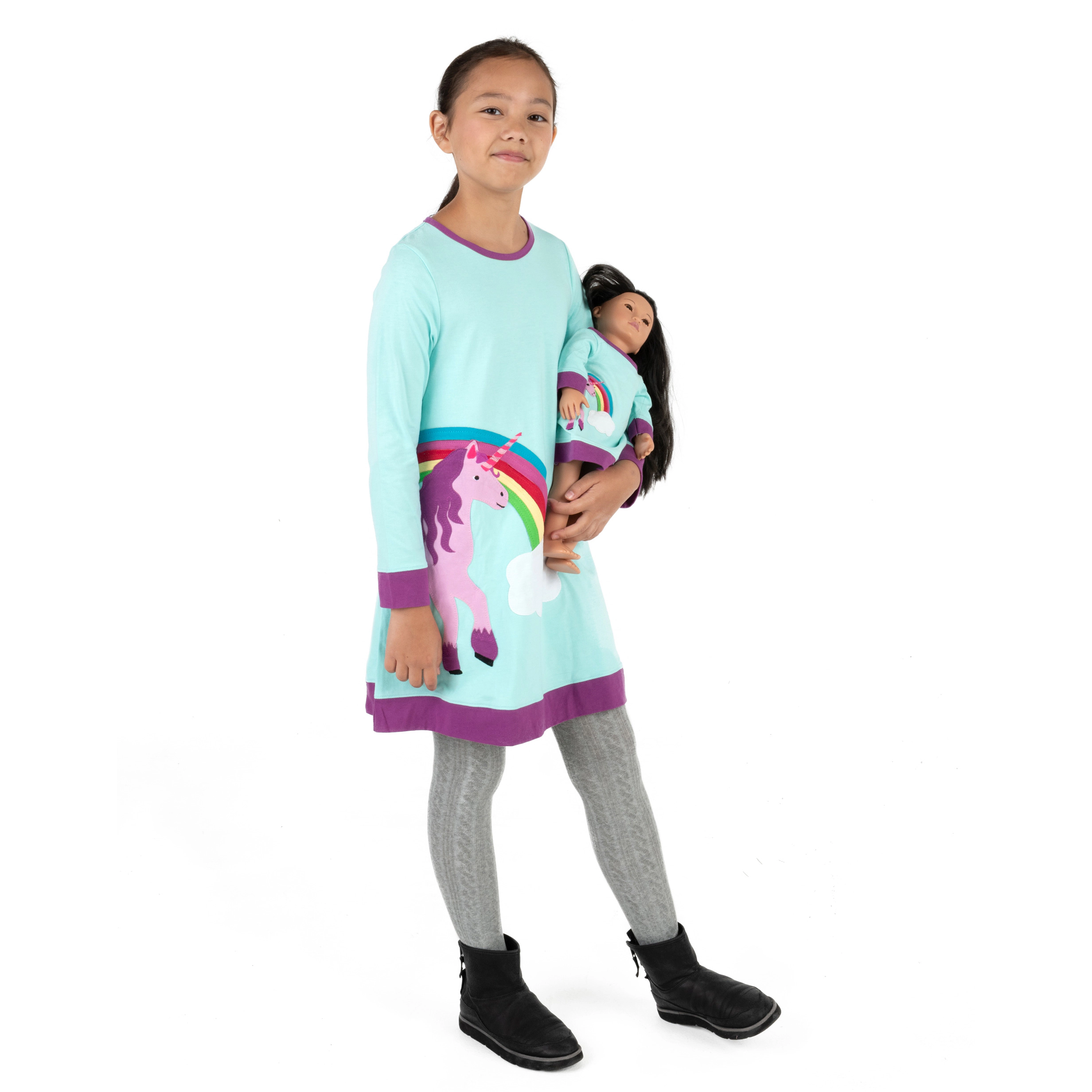 Leveret Girl & Matching Doll Set - Cotton Novelty Print Dress