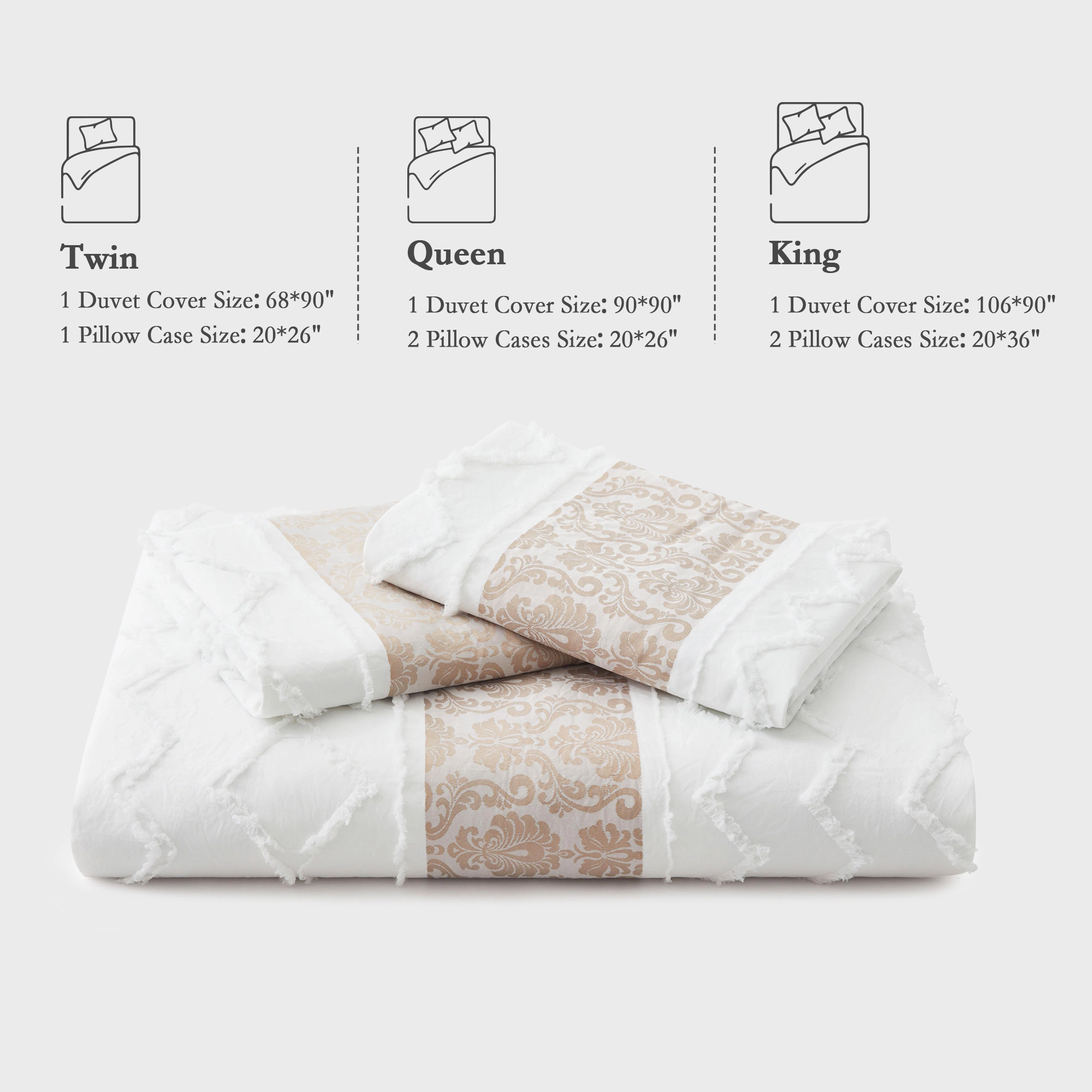 PEACENEST Soft Lightweight Duvet Cover Set, Casual All-Season Bedding Set
