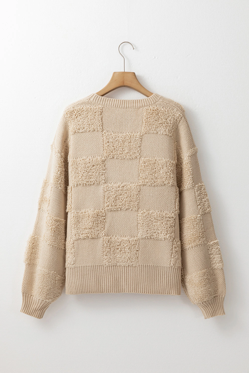 Threaded Pear Women's Emily Checkered Sherpa Loose Sweater