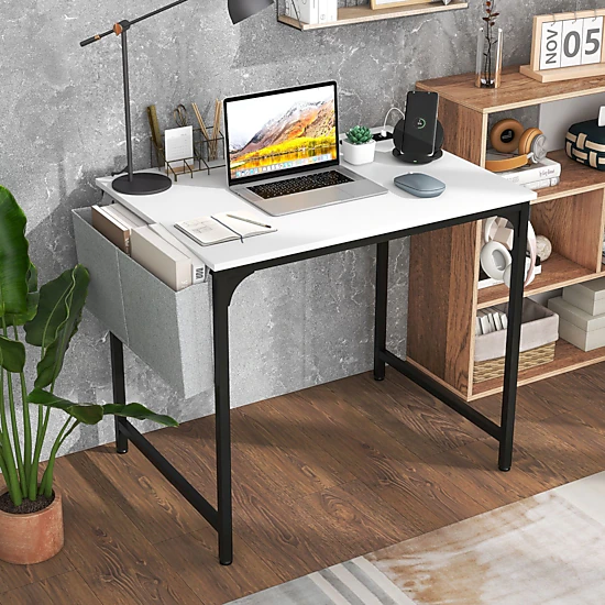 SlickBlue Unisex Compact Office Desk with Charging Station and Storage
