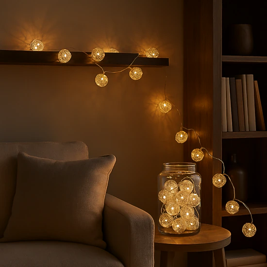 Elegani 2-Pack 10-LED Wire Ball String Lights - 3 ft Flexible Copper ...