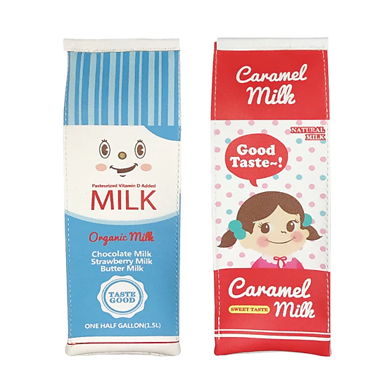 Wrapables PU Leather Milk Carton Pencil Pouches (Set of 2)