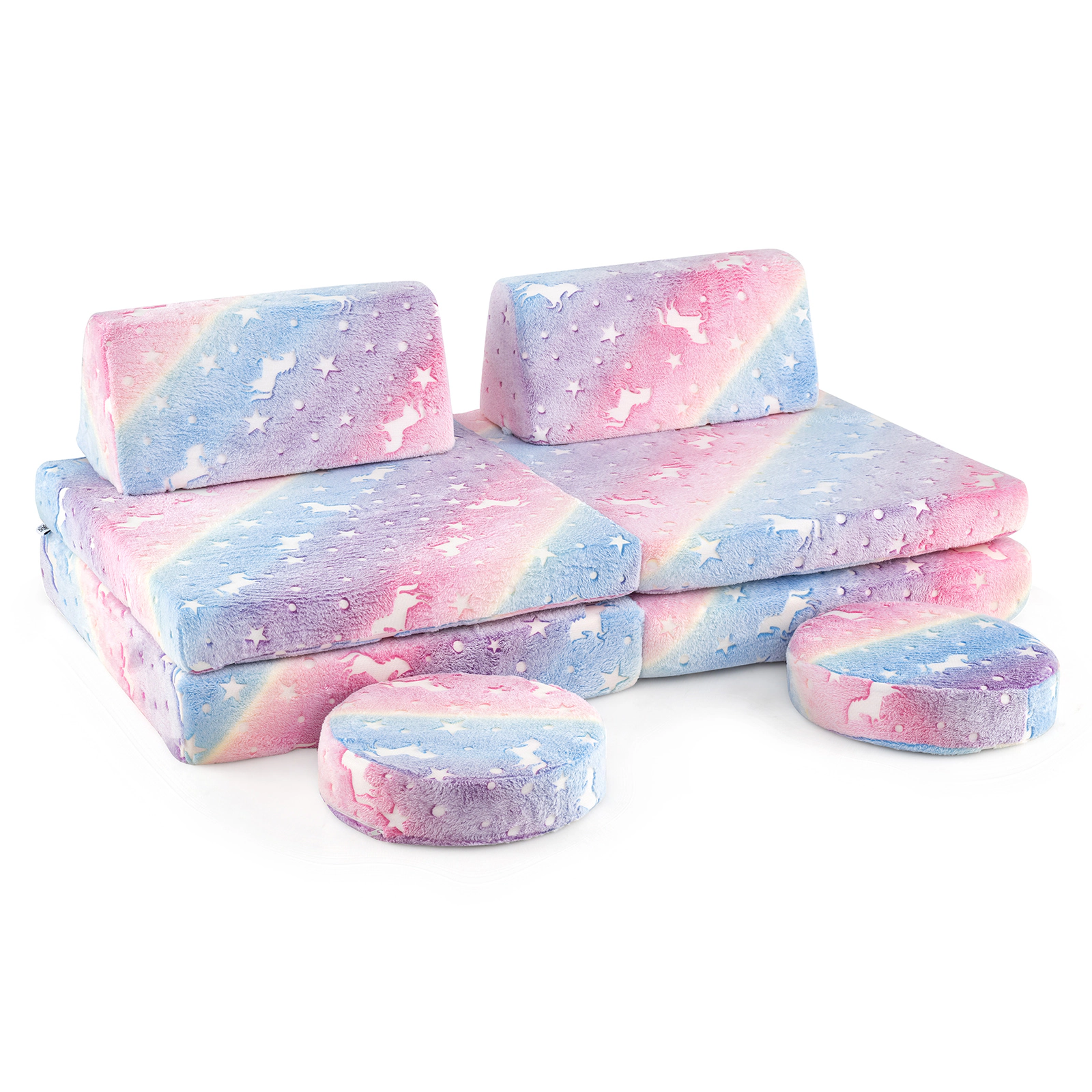 SUGIFT Glow in the Dark Pattern and Carry Handles Modular Kids Play Couch Set