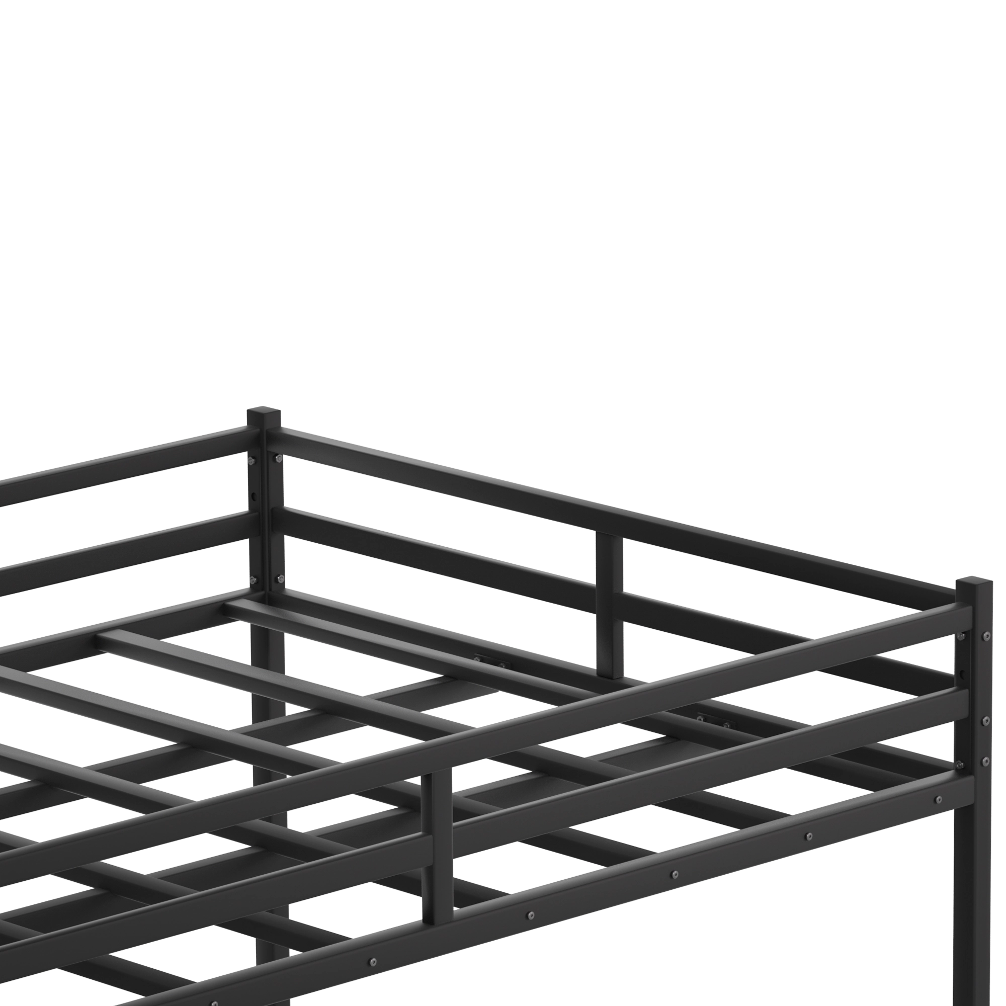 Flynama Queen Bunk Bed with Full-Length Guardrail & Ladder, Metal Frame, Black