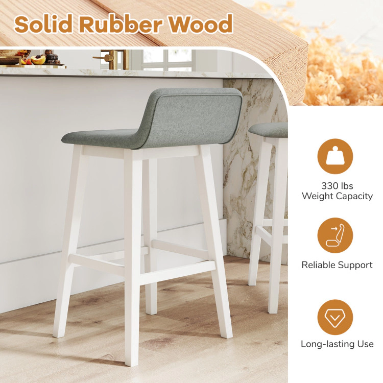 Hivvago 29-Inch Tall Bar Chairs with Soft Cushioned Seat and Solid Rubber Wood Legs - Set of 2