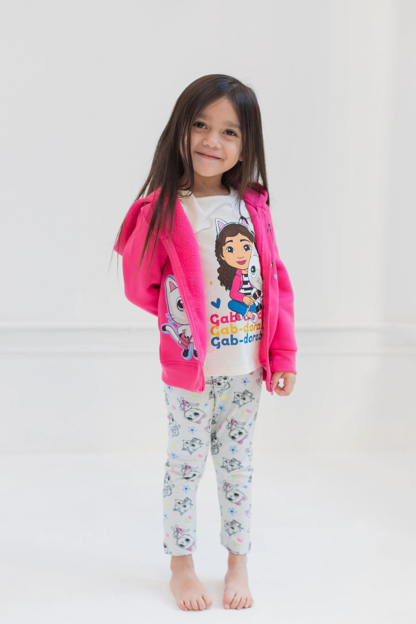 Dreamworks Gabby's Dollhouse Girls' Zip-Up Hoodie and Leggings Set