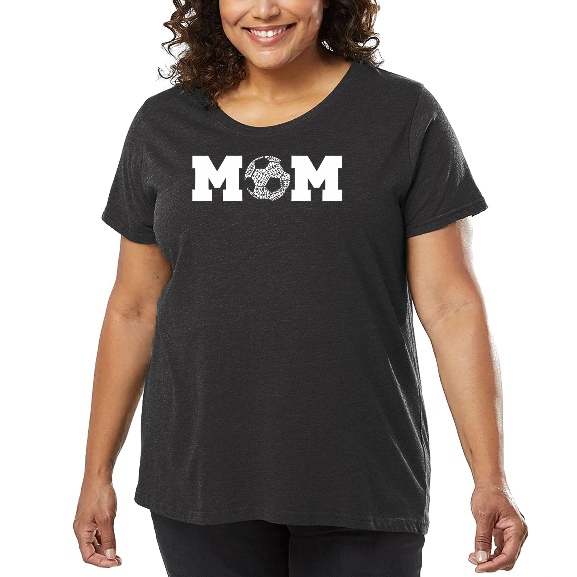 LA Pop Art Women's Plus Size Word Art T-Shirt - Soccer Mom