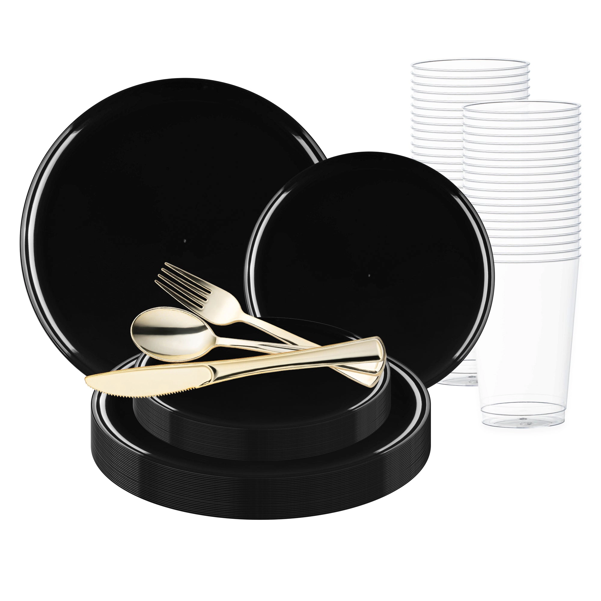 Smarty Had A Party Black Flat Round Disposable Plastic Wedding Value Set