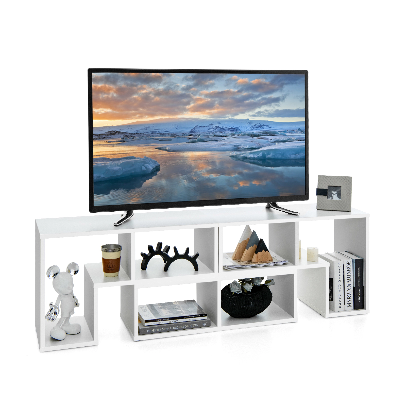 LJG 3 Pieces Adjustable TV Stand for TVs up to 65 Inch with Shelves