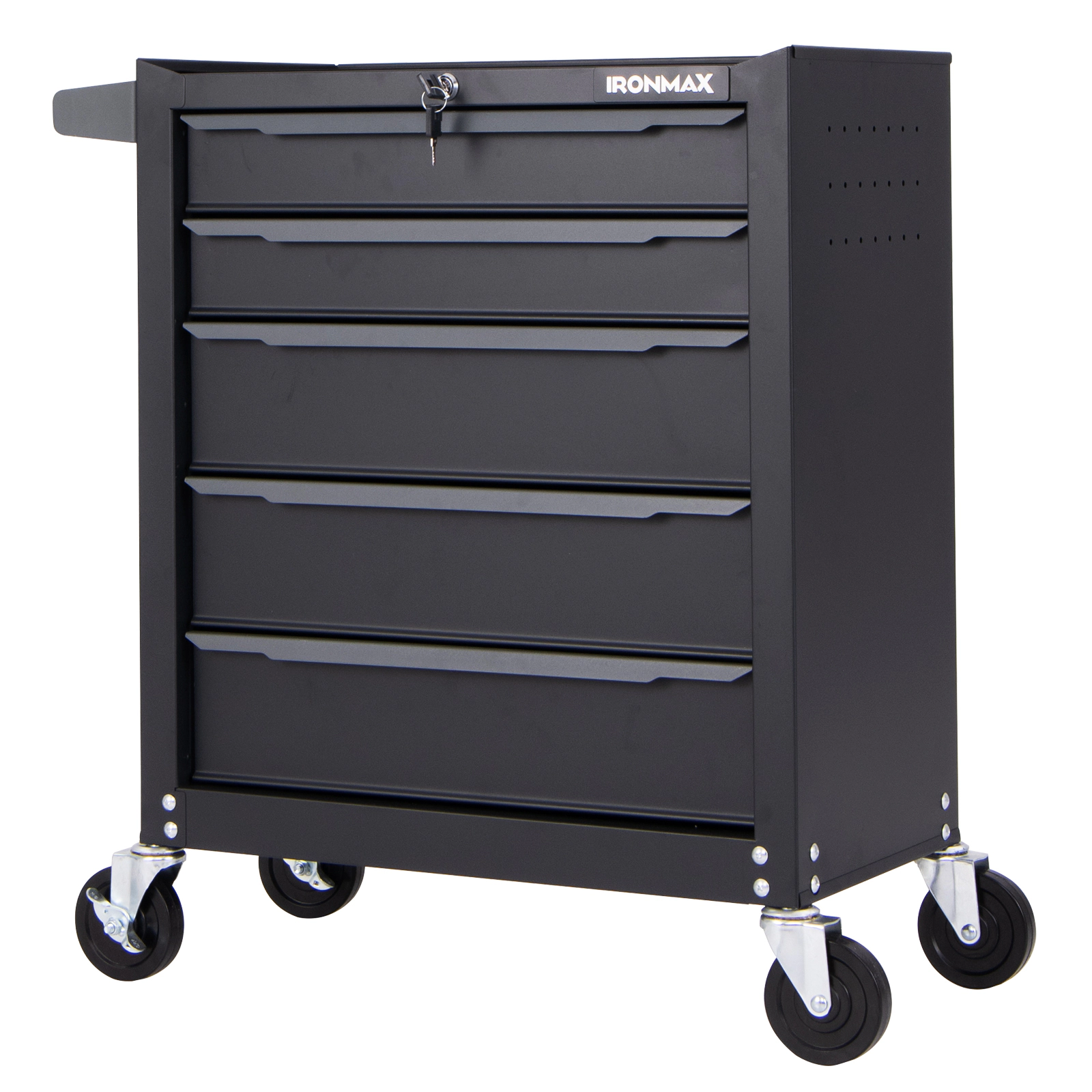 SUGIFT 5-Drawer Tool Storage Cabinet with Hanging Holes Central Keyed Locking System 44-lb Top 33-lb Drawers Black