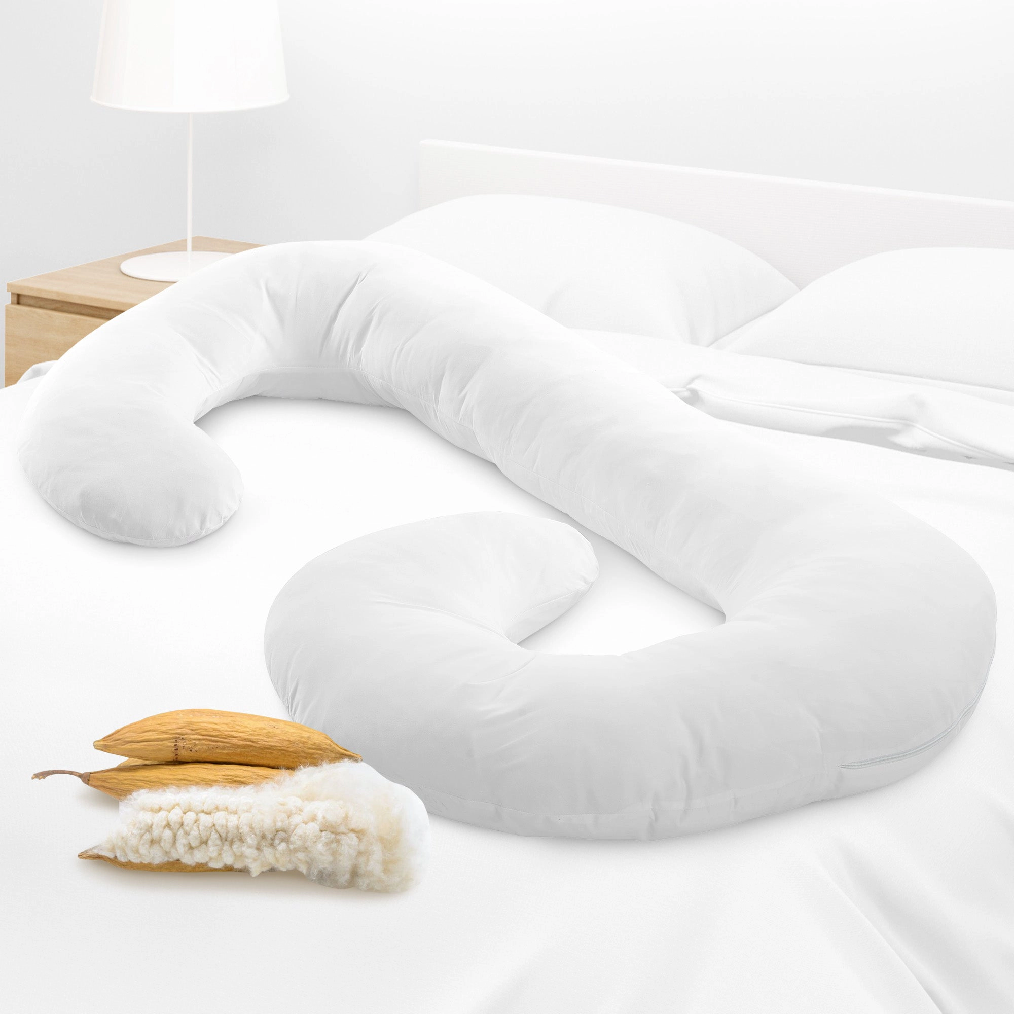 Cheer Collection J-Shaped Kapok Pregnancy Body Pillow, 52 x 28 Inches