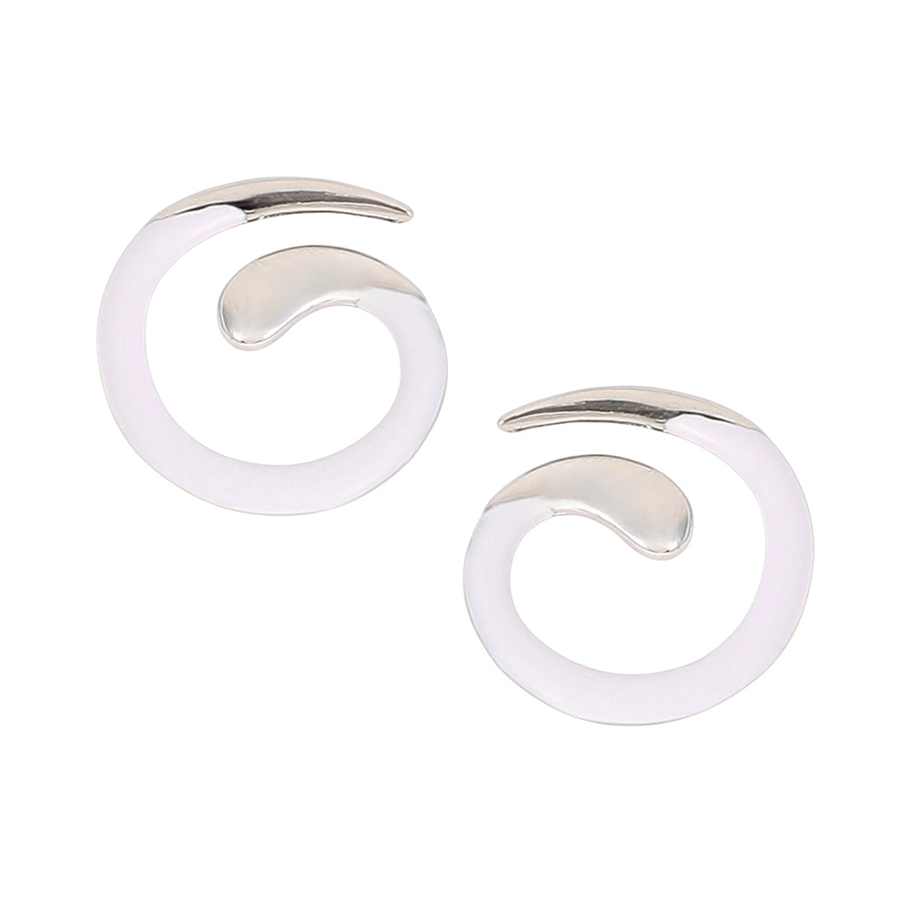 SOHI Women's The Enamel-Spirale Stud Earrings - Metallic Silver