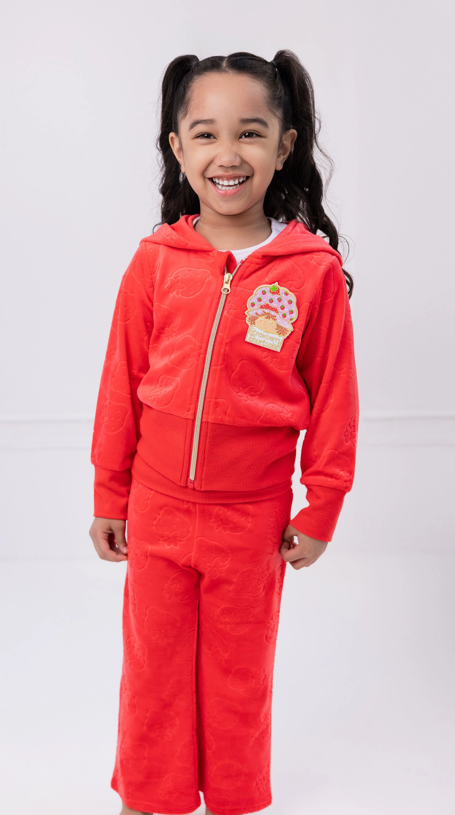 Strawberry Shortcake Girls' Velour Hoodie and Pants Set