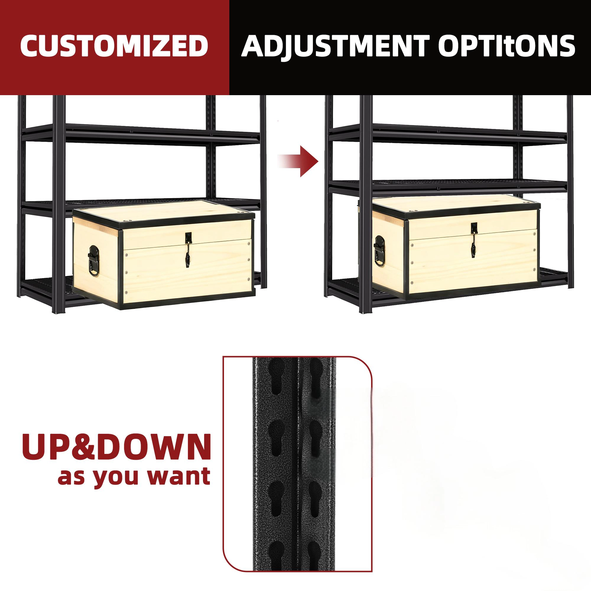 Flynama 5-Tier Freestanding Garage Shelving, Heavy Duty Steel, Adjustable, Black (55"W x 84"H x 24"D)