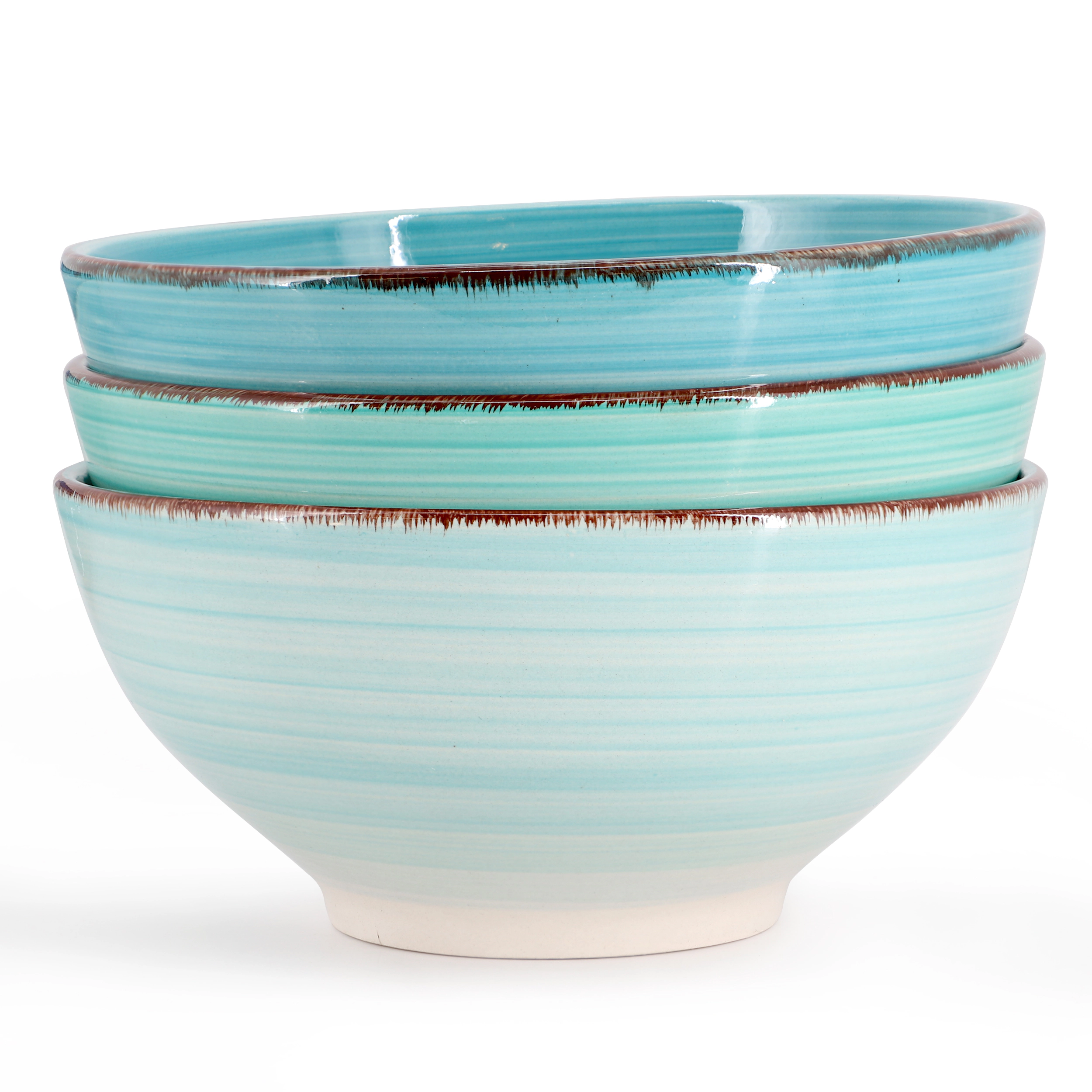 Elama Blue Ridge 6.25 Inch 6 Piece Round Stoneware Assorted Bowl Set