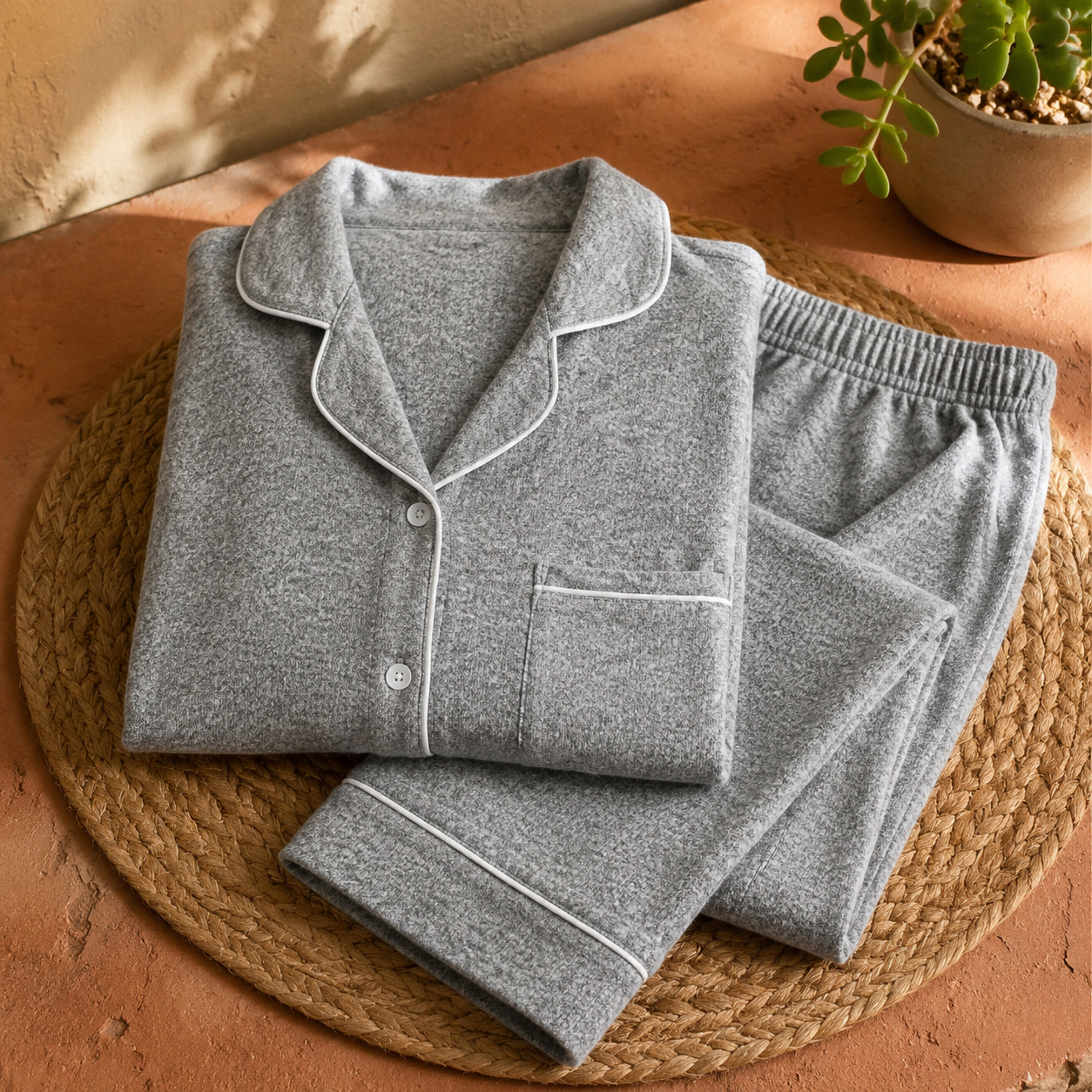 WZK Womens 2-Piece Ultra Soft Button Down Lounge Pajama Set With Pockets