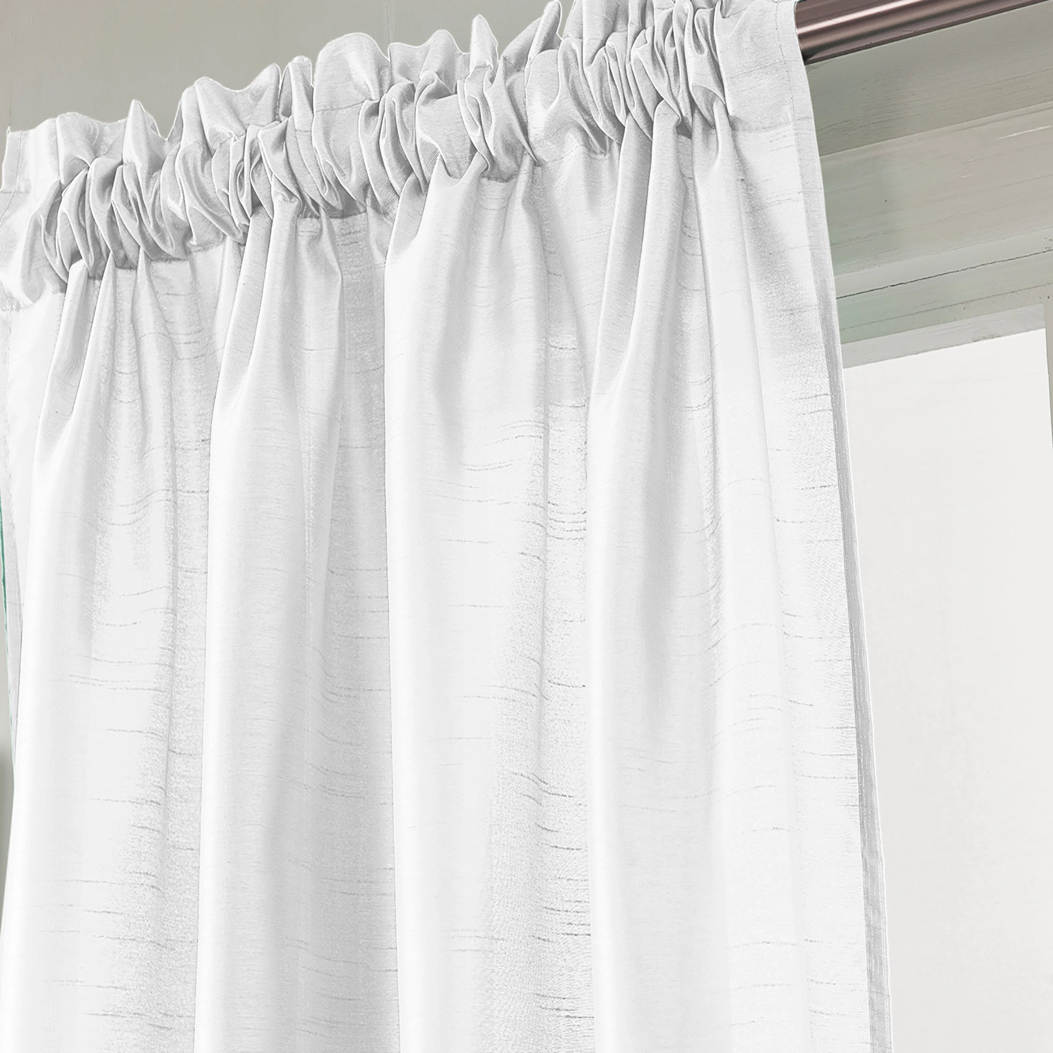 Olivia Gray Nancy Elegant Faux Silk Grommet Curtain Panel Machine Washable Polyester Curtain Panels 54" x 63" White