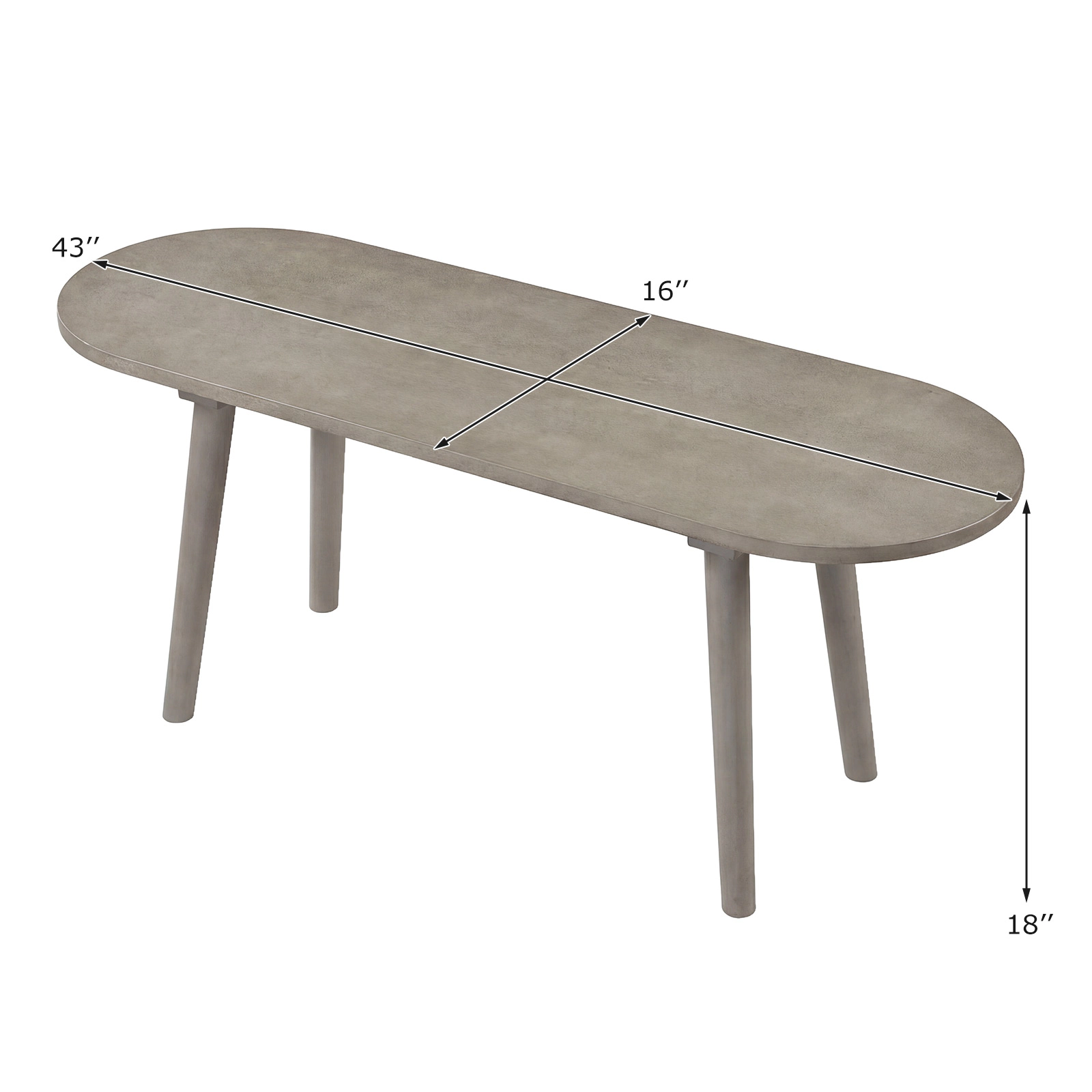 LJG 43 Inch Solid Wood Farmhouse Dining Bench Rustic Wooden Entryway Bench with Rubber Wood Legs